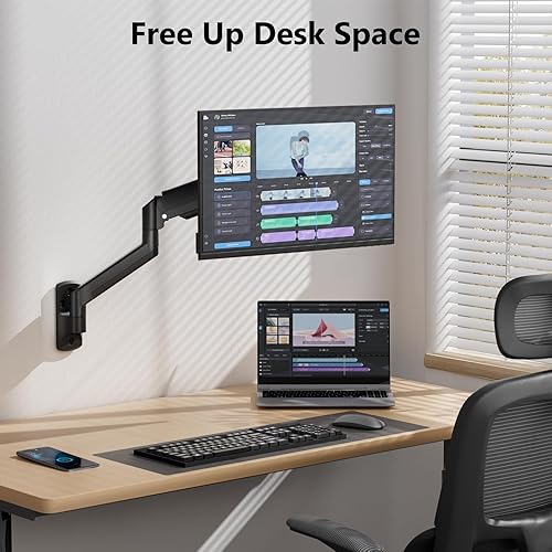 Miniatura 3 de WALI Soporte de pared para monitor de computadora para pantallas de 17 a 32 pulgadas, soporte para monitores individuales con capacidad para hasta