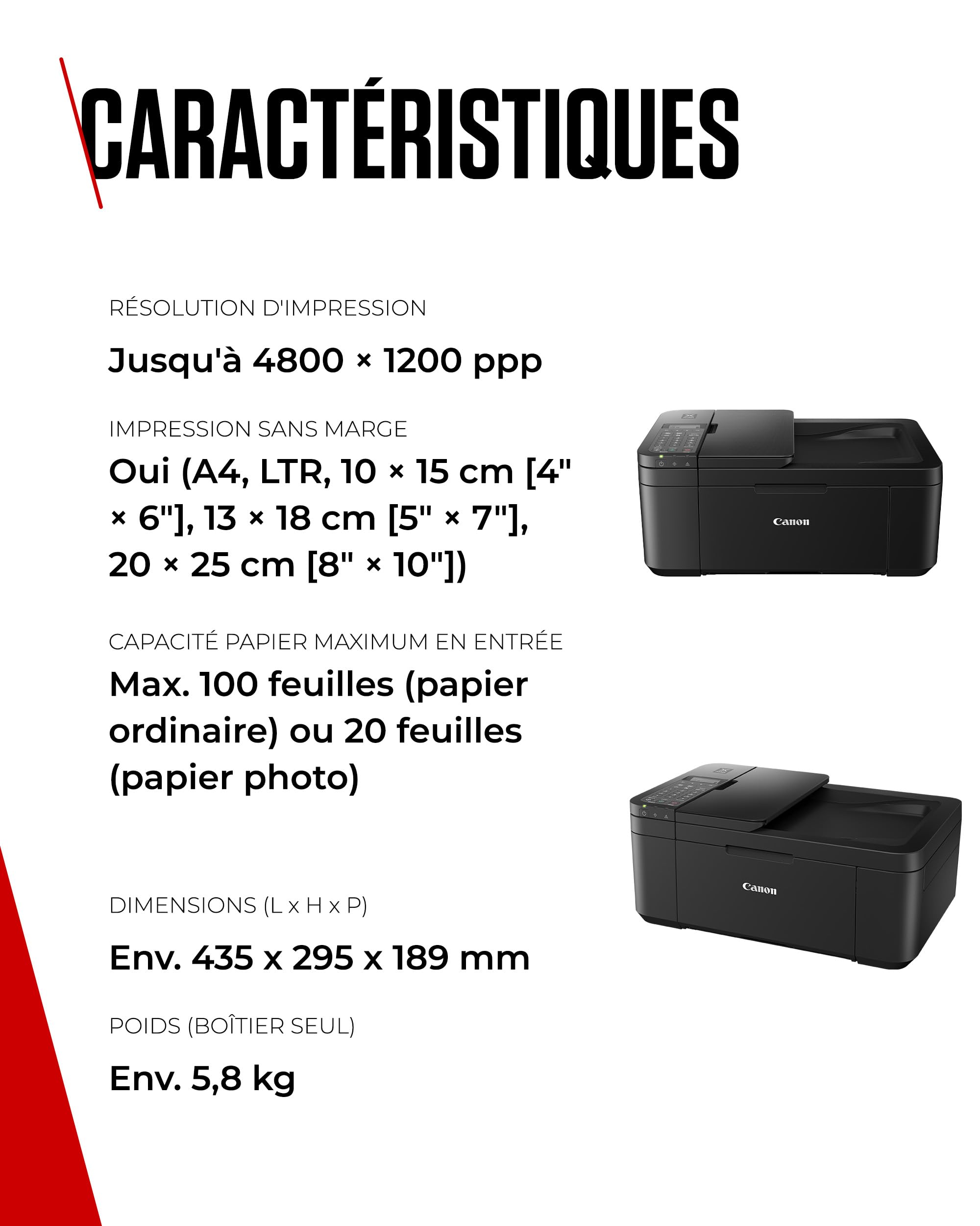 Canon PIXMA TR4750i - Imprimante Couleur 4-en-1 - Impression, Numérisation, Copie, Télécopie - Imprimante WiFi Recto-Verso, CAD 20 Feuilles, Imprimante Photo, Compatible avec Le PIXMA Print Plan