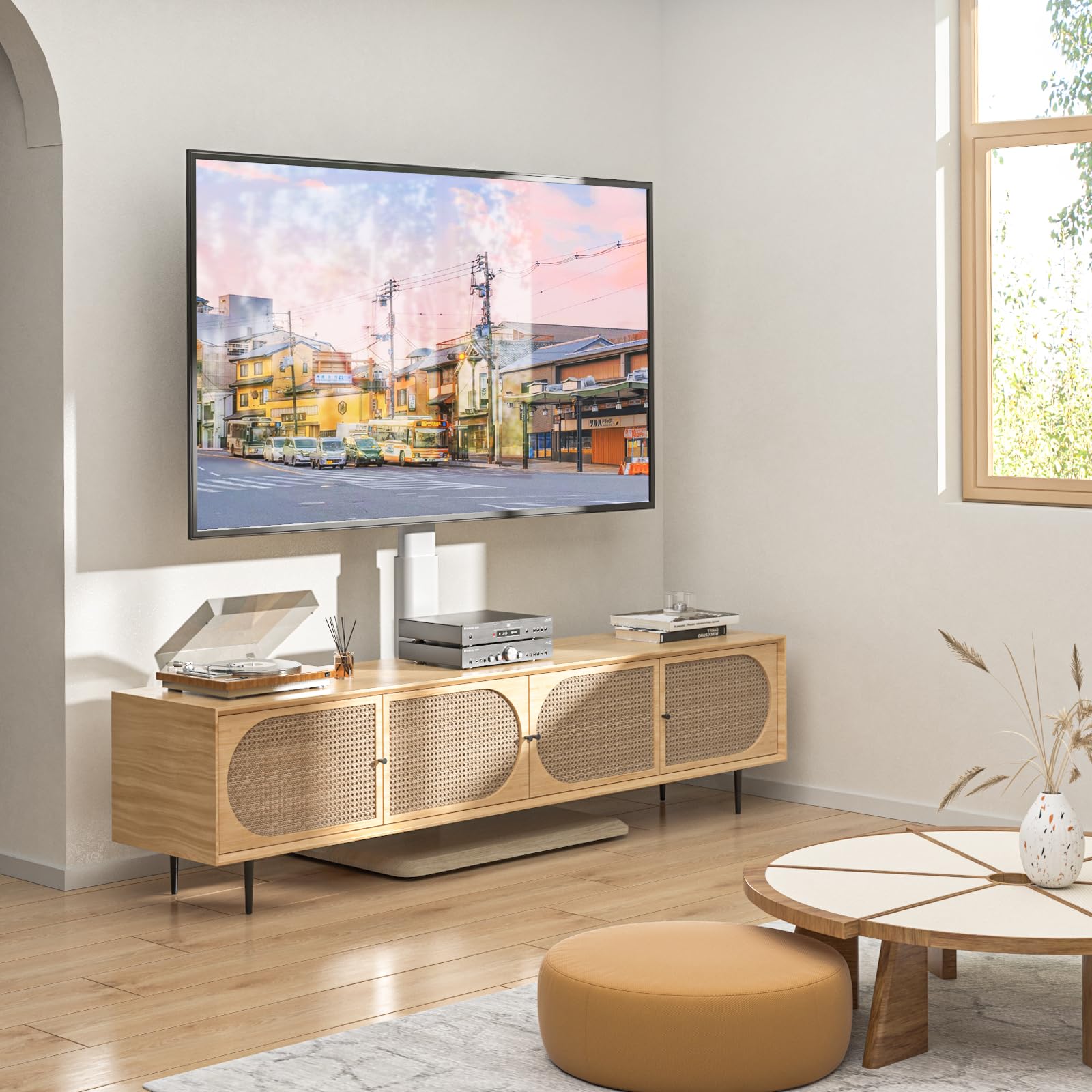 Amazon.co.jp: Rfiver テレビスタンド 隠しキャスター付き 壁寄せ