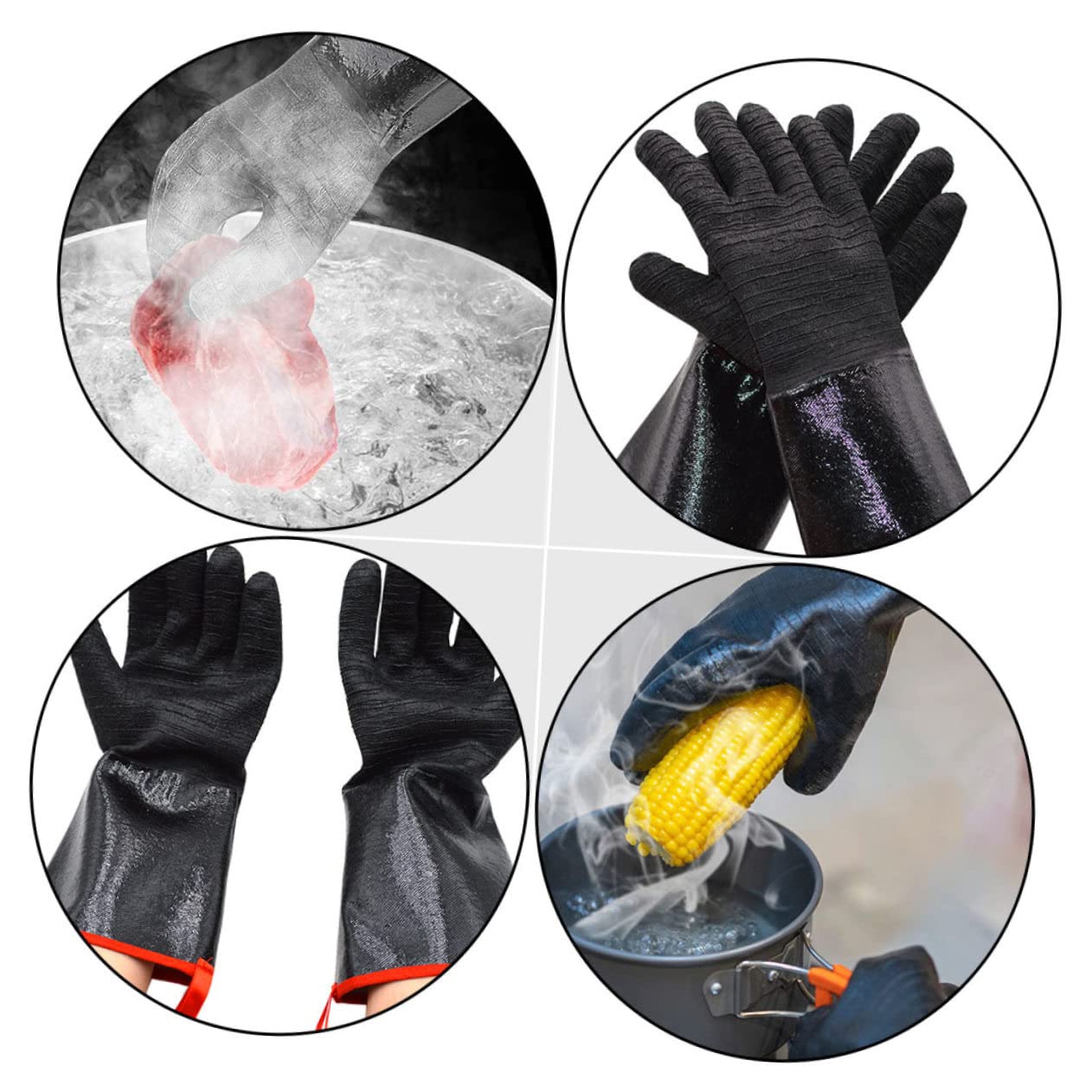 Guantes De Cocina Resistentes Al Calor Agua De Neopreno, Impermeables y Aislantes Térmicos para Barbacoa y Horno, Protección Manos Reutilizables, Negro