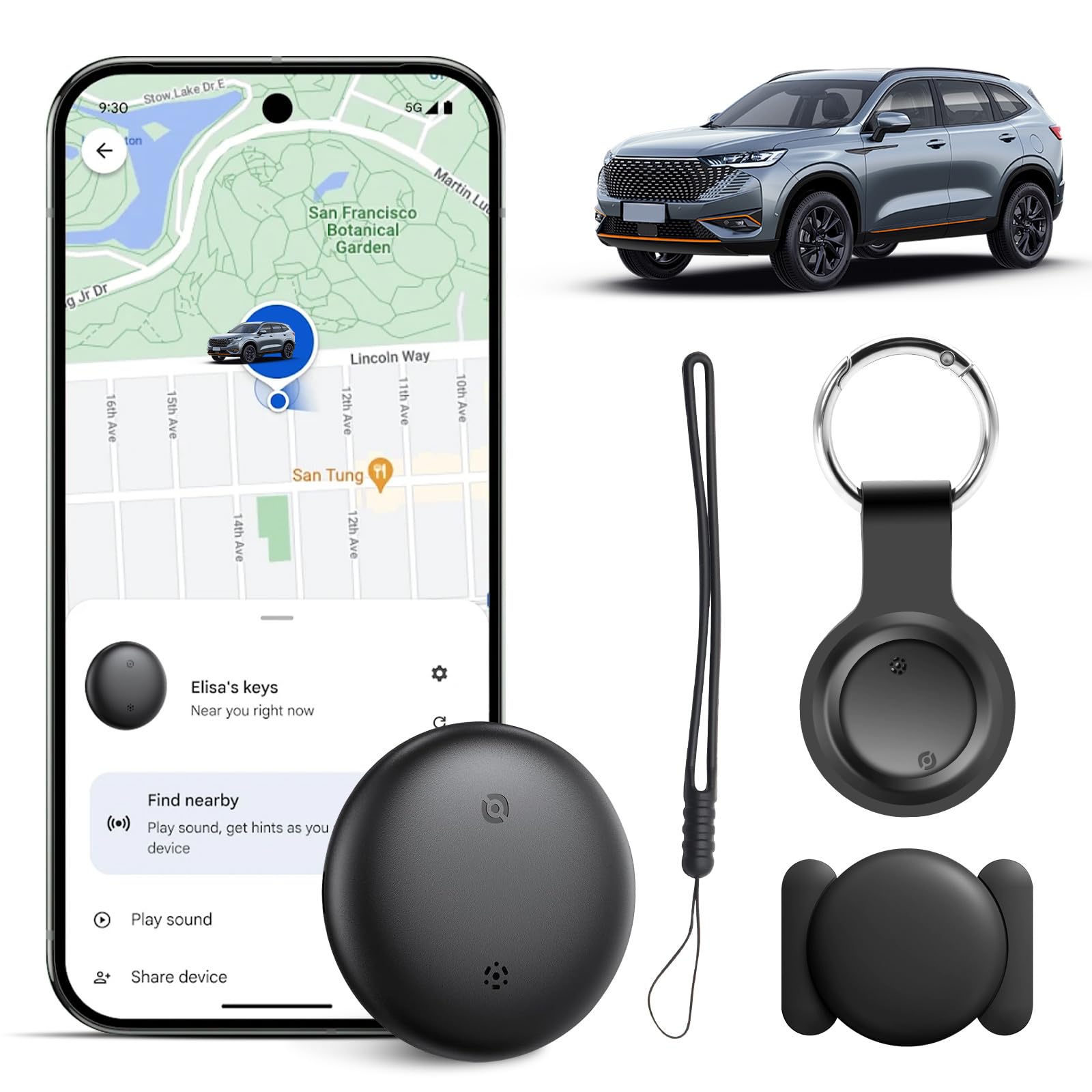 GPS-Tracker für Fahrzeuge Kompatibel mit Built in App (iOS＆Android) Echtzeit für A-ir T-Racker T-AGS Globale Abdeckung Verstecktes Auto Ortungsgerät Keine monatliche Gebühr oder Abonnement