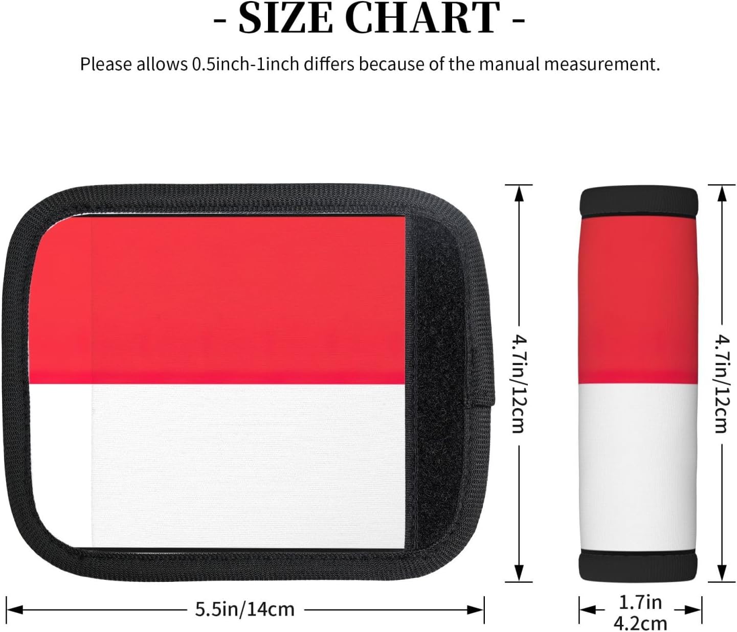 Indonesian Flag Print Neoprene Luggage Handle Wraps for Travel Handle Grip Luggage Identifier Suitcase 2Pcs
