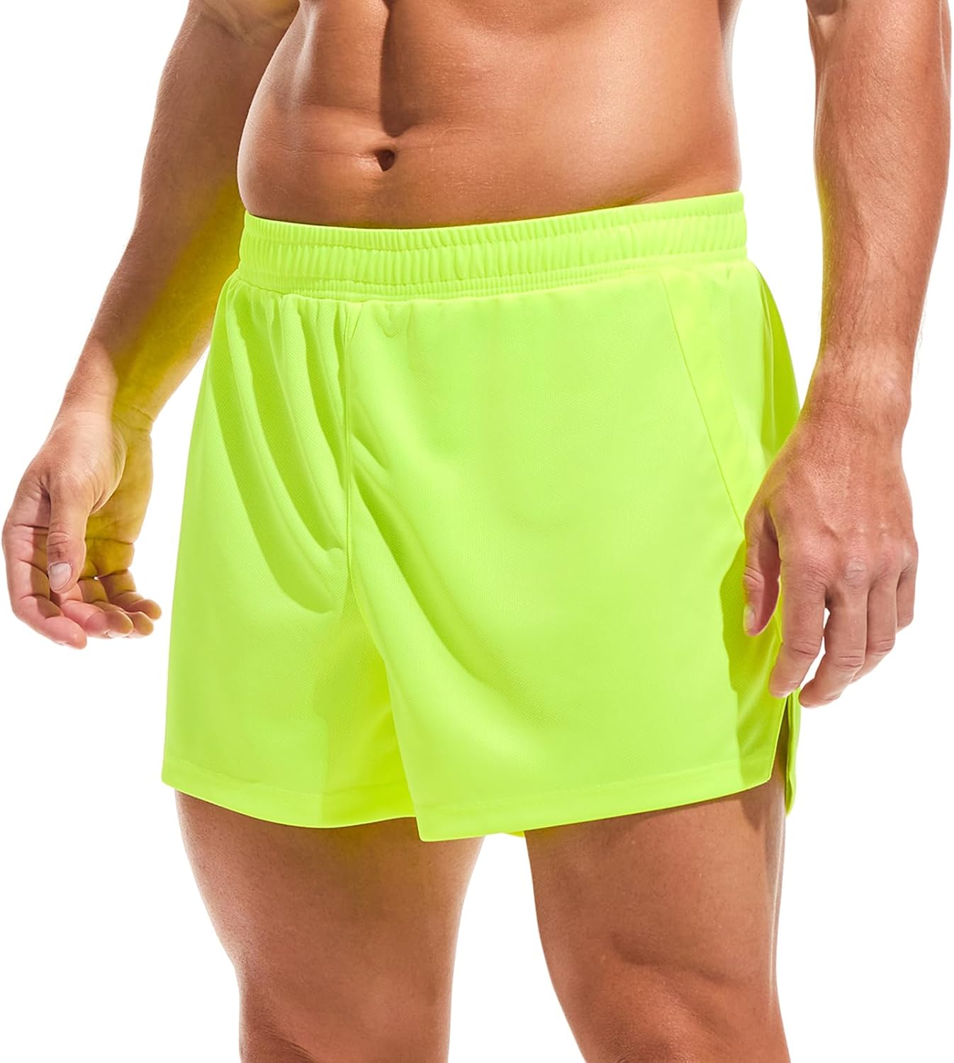 AMY COULEE Mens Mesh Athletic Shorts 3" Workout Gym Quick Dry Running Shorts with Drawstring