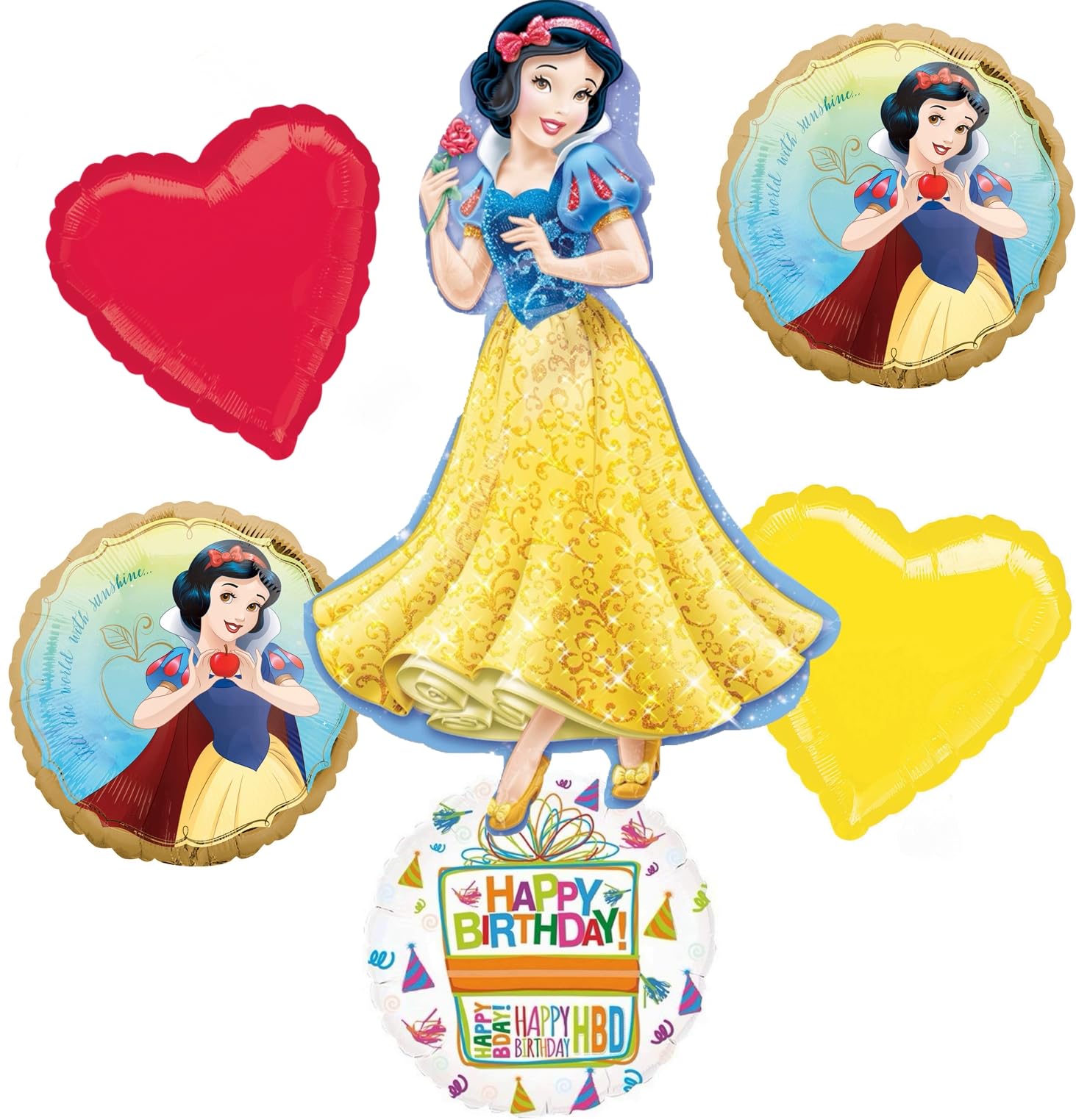 Snow White Birthday Party Supplies 6pc Balloon Bouquet Decorations
