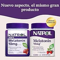 Vista 2 de Natrol Gomitas de melatonina de 10 mg, apoyo para dormir para adultos, suplementos de melatonina para dormir, 90 gomitas con sabor a fresa
