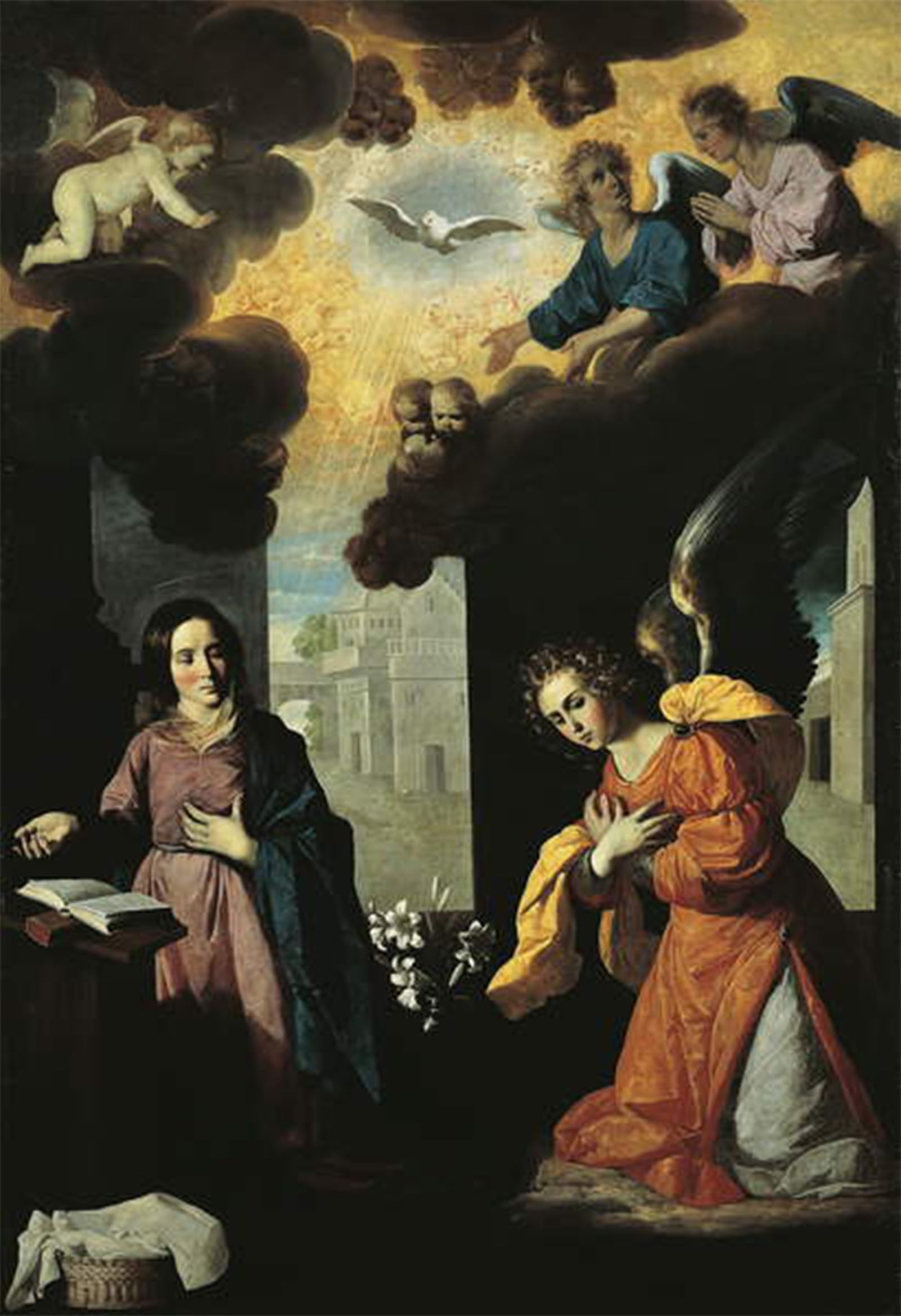 POSTERIIk Famous Modern Artwork Art Mural Annunciation by Francisco De Zurbaran Oil Paintings Pictures for Home Decor 60x90cm
