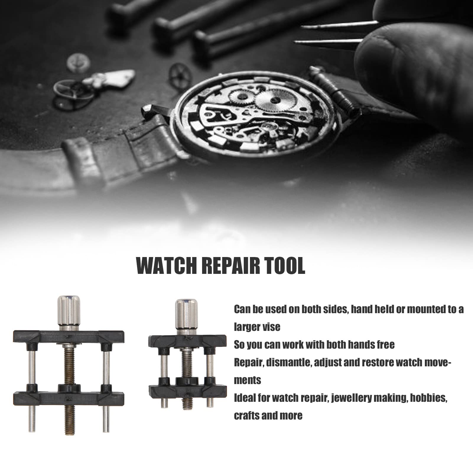Qinlorgo Watch Movement Holder, 2pcs ABS Watch Movement Base, 2-in-1 Watch Movement Repair Card Holder for Repair, Dismantle, Adjust and Restore Watch Movements