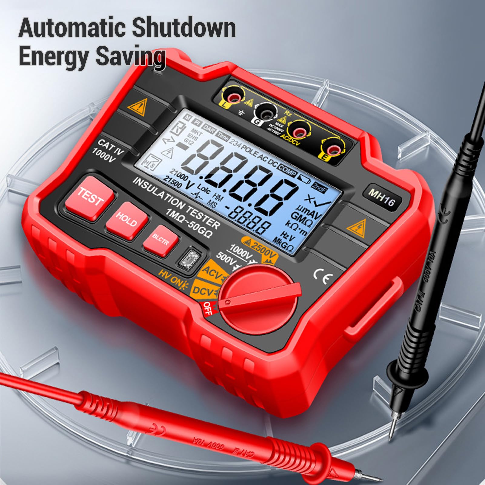 FILFEEL Tester Digitale per Resistenza di Isolamento Megaohmmetro Ad Alta Tensione da 2500 V per Apparecchi di Commutazione di Cavi Motore Trasformatori - Conforme IEC 61557 con Misurazione della