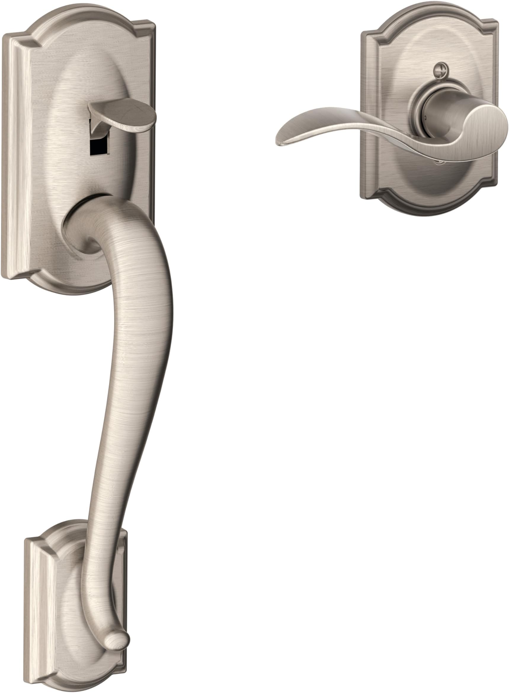 SCHLAGE FE285 619 Acc CAM RH Lower Half Handleset, Camelot Interior Trim, Satin Nickel