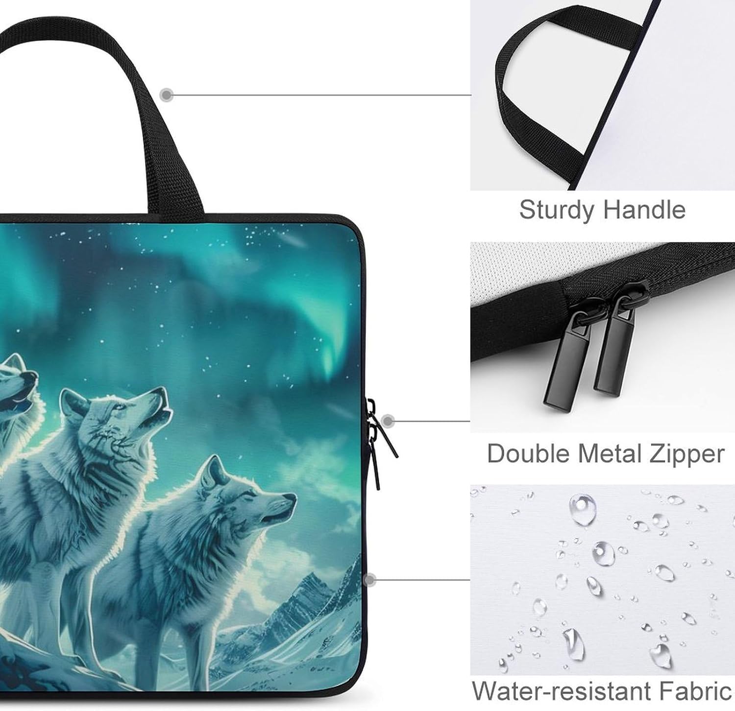 Snowy Wolves Laptop Bag Print Computer Sleeve Case Protector Briefcase Totes for Women Men