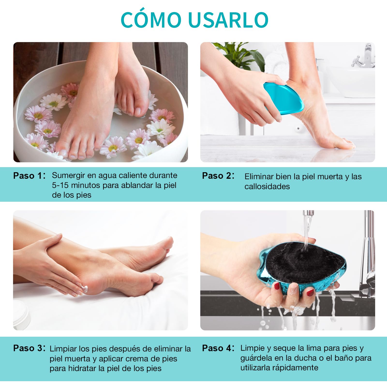 Lima Pies De Vidrio Nano AnjoCare 2en1, Removedor de Callos y Piel MuertaDura, Profesional Raspador Portátil para Piel Pies Agrietados, Pedicura erramienta de belleza para el cuidado de los pies(Azul)