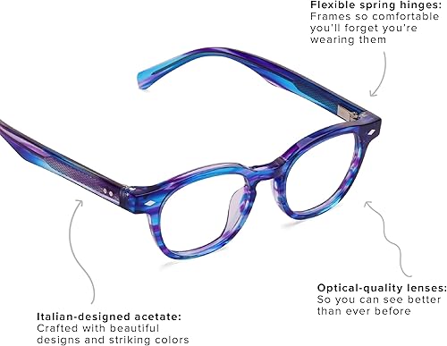 Miniatura 3 de eyebobs Bitty Witty - Lectores unisex premium, frente de tortuga con patillas negras, aumento de 1.25