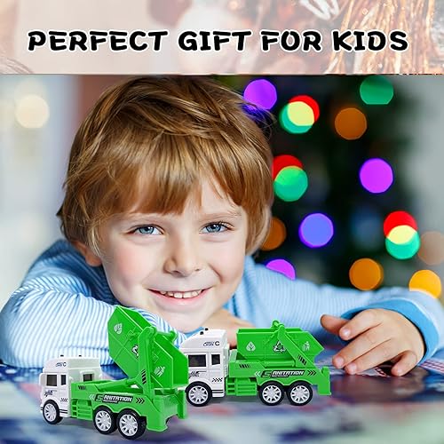 Miniatura 5 de Wikineon Camión de basura, juguete de ambulancia de auto de policía, camión de comida de juguete, autos de juguetes para niños, juguetes para niños,