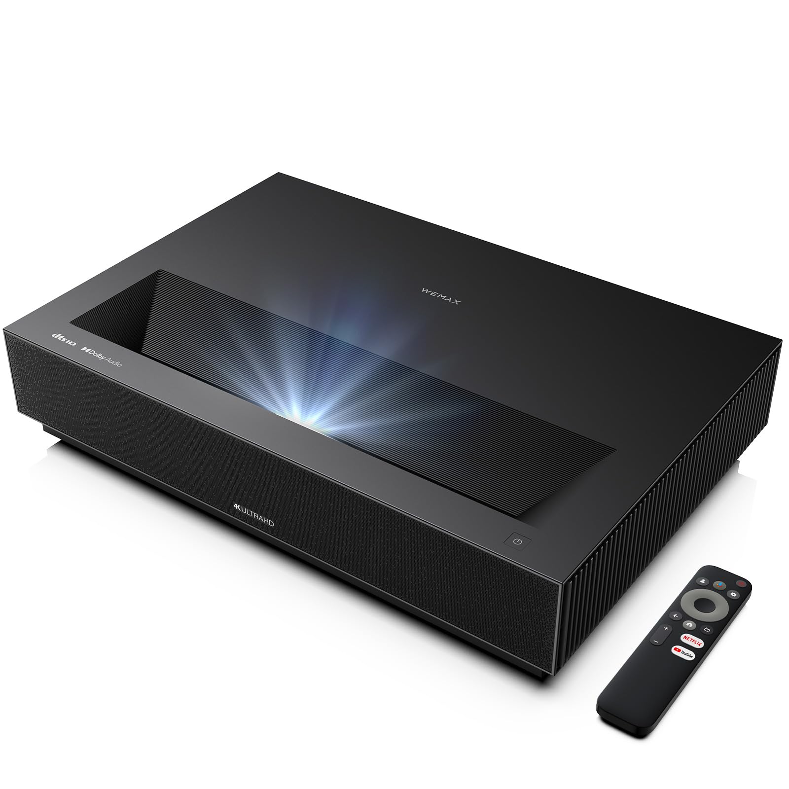 WEMAX Nova Pro Videoprojecteur Ultra Courte Focale Laser, Google TV, 2100 Lumens ISO, HDR10, HLG, AutoFocus & Keystone, Dolby Audio DTS-HD, 150" Projecteur UST ALPD Laser TV pour Cinéma Maison, Gaming