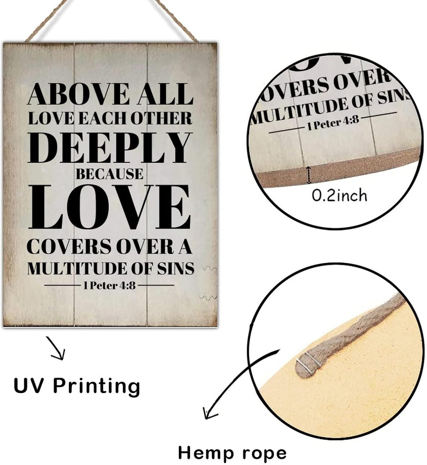 Wall Art Decor Sign Love Covers Over A Multitude of Sins Sign Religious Jesus Motivational Quote Home Decor Signs Rustic Wood Sign for Living Room Bedroom 18x24in