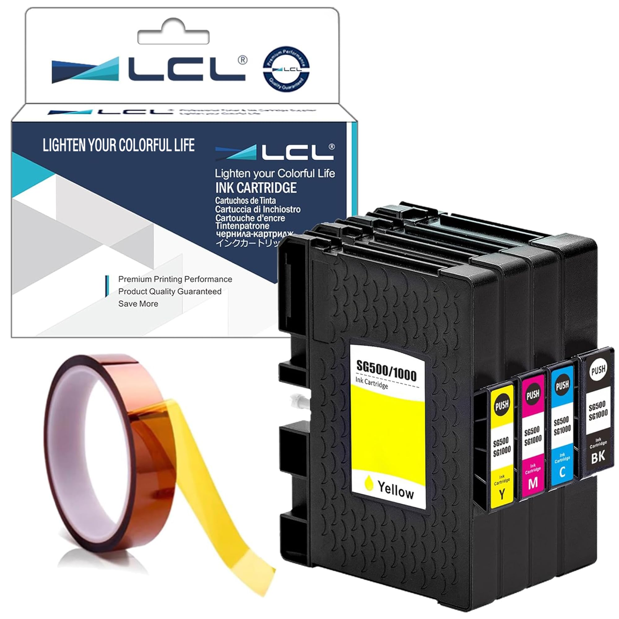 LCL Cartucho de Tinta de Sublimación SG500 SG1000 PRINTAN Dink High Yield (KCMY) Reemplazo para Sawgrass Virtuoso SG500 SG1000 Sublimation Printer