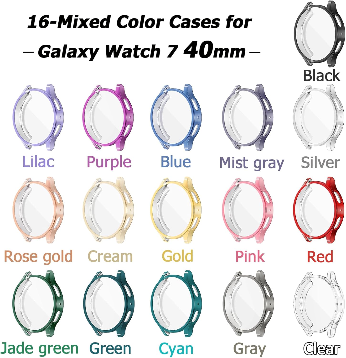 12+16Pack Compatible with Samsung Galaxy Watch 7 40mm Bling Screen Protector, HD Full Protection Flexible TPU Watch Bumper Cover Anti Scratch Samsung Watch 7 Rhinestones Accessory (40MM)
