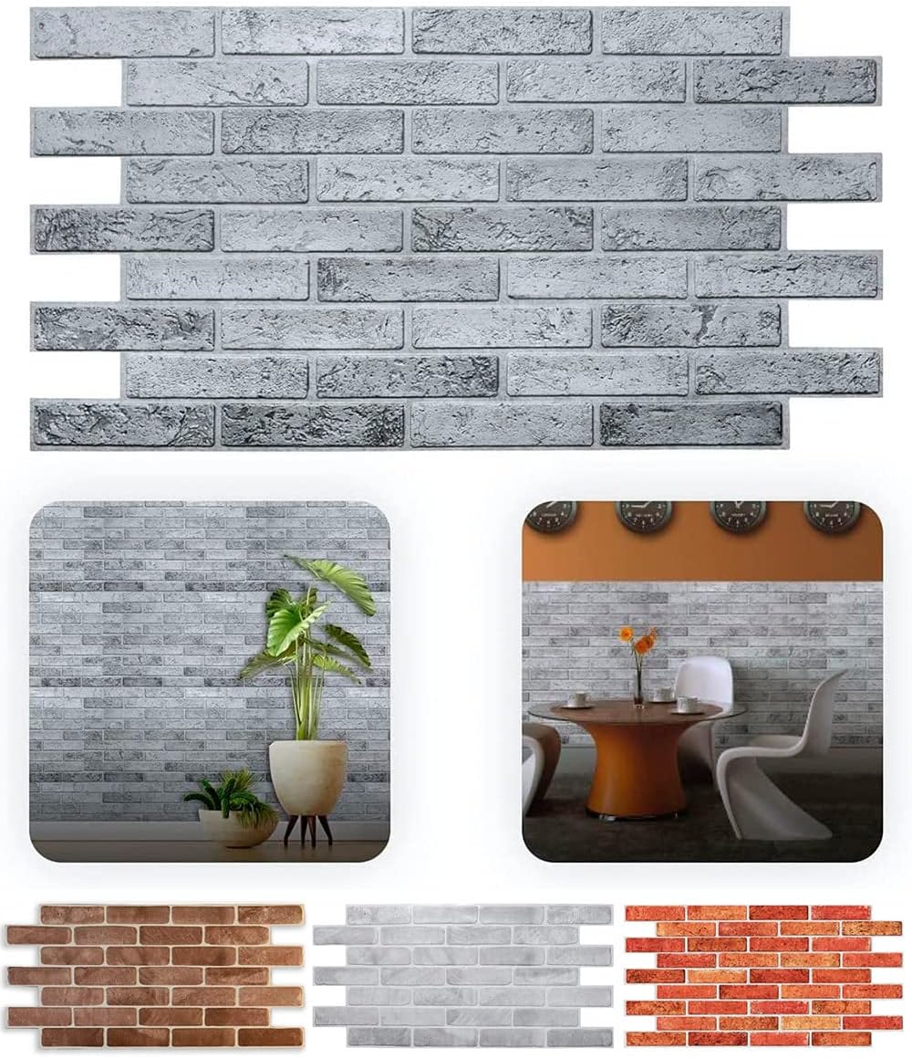 Smart Profile 3D Wall Panel - PVC Casted Faux Brick - 50 Sq Ft for Full Wall Interior Coverage - Heat, Scratch & Moisture Resistant Design for Home, Kitchen, DIY - Light Brick - 38.6" x 19.6"