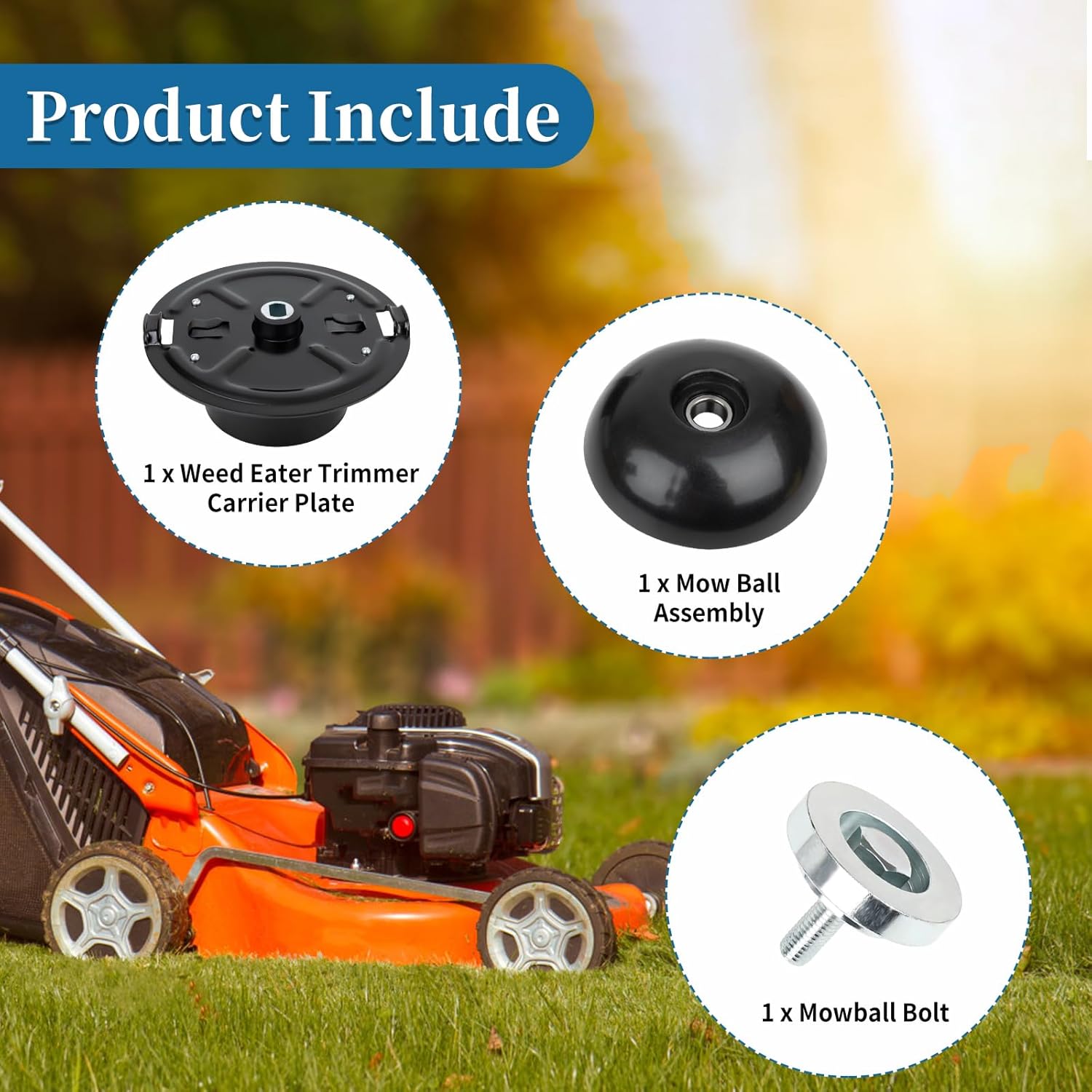 Carrier Plate Replacement 532180338, 532180334, 532182217 Mow Ball Kit Assembly Compatible with Hus qvarna Pou LAN Trimmer Replaces 180334, 182217, 180338, 174544