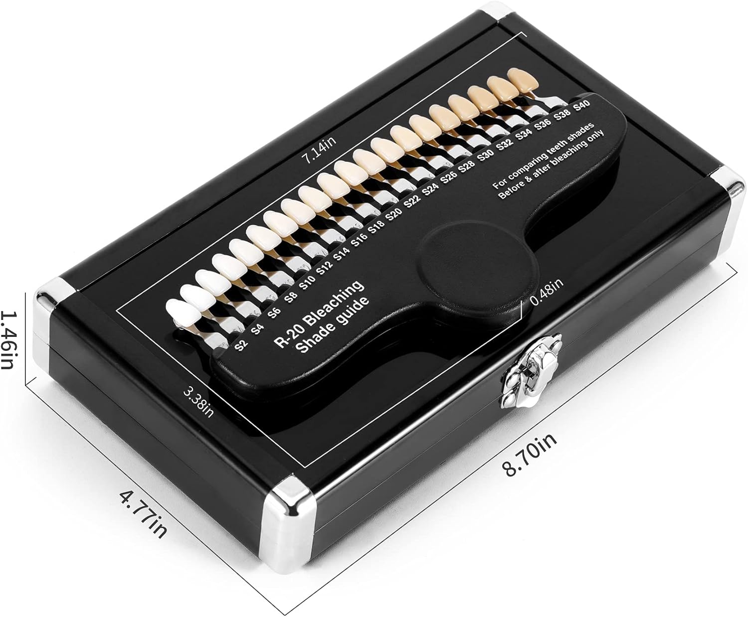 Dental Teeth Shade Guide Professional Porcelain 3D R-20 Tooth Whitening Shade Chart with 20 Colors, Dental Bleaching Shade Tab for Dentist Tracking Teeth Whitening Course