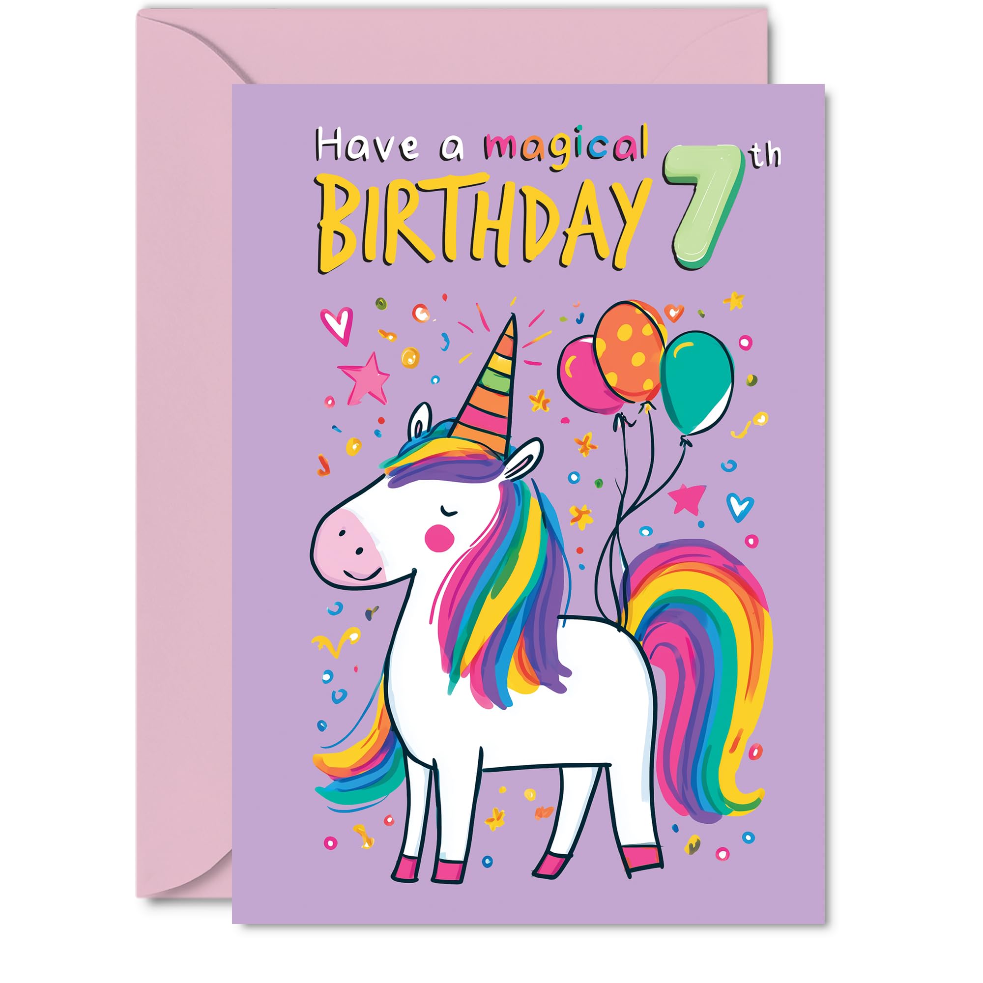 7th Birthday Cards for Girls and Boys, Magical Birthday