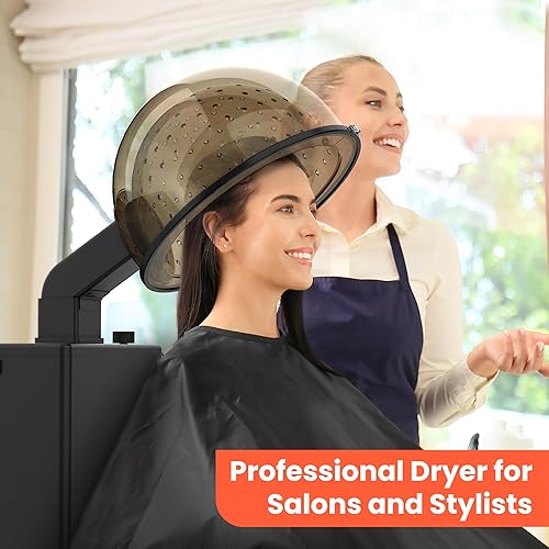 Miniatura 6 de TASALON Secador de pelo profesional con capucha con ruedas desmontables, capó de secador de pelo de 1000 W para salón, temporizador de 60 minutos y