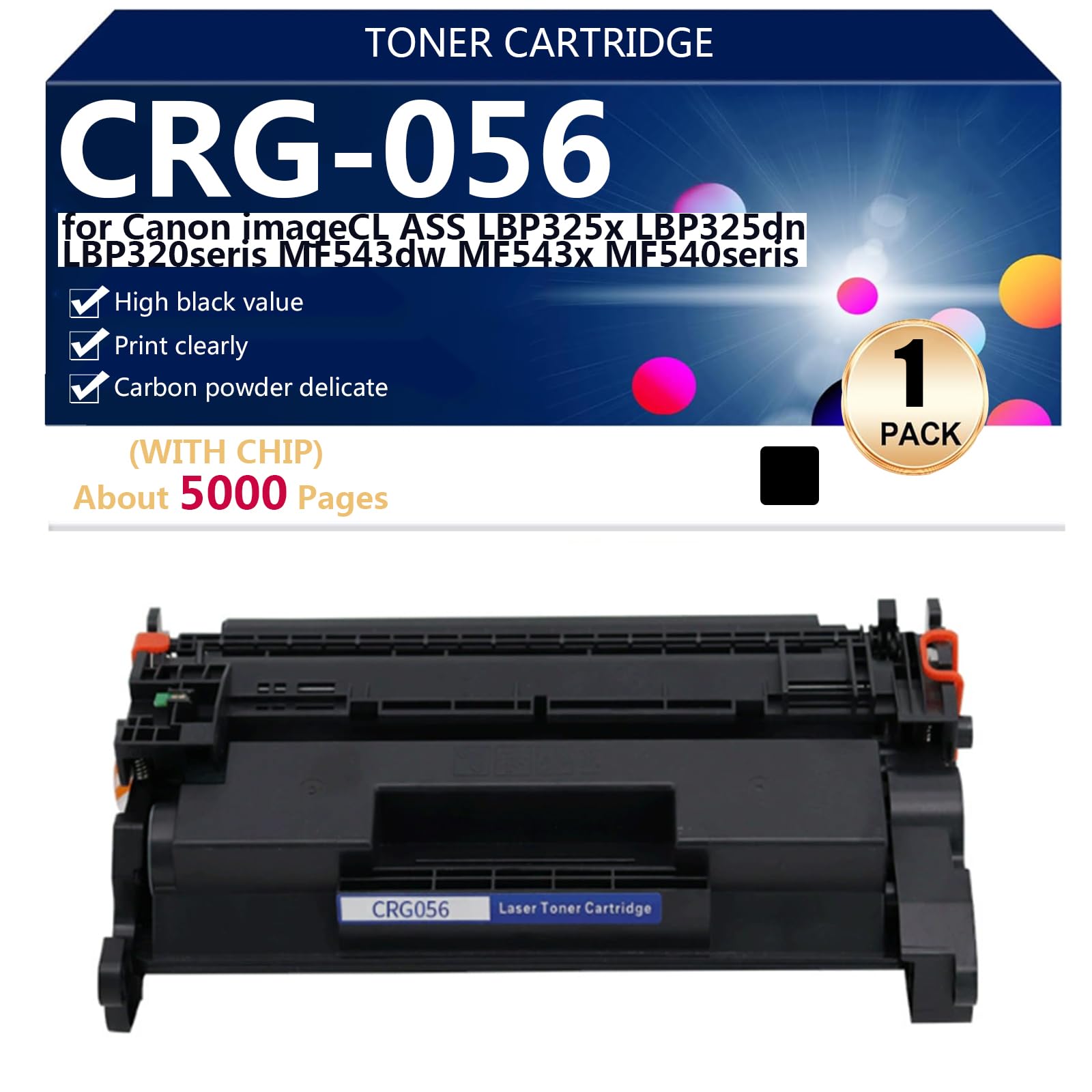 CRG-056 Cartucho de Tóner de Alta Capacidad Compatible para Canon imageCLASS LBP325x LBP325dn LBP320seris MF543dw MF543x MF540 Impresoras, Varias Especificaciones Disponibles,Black