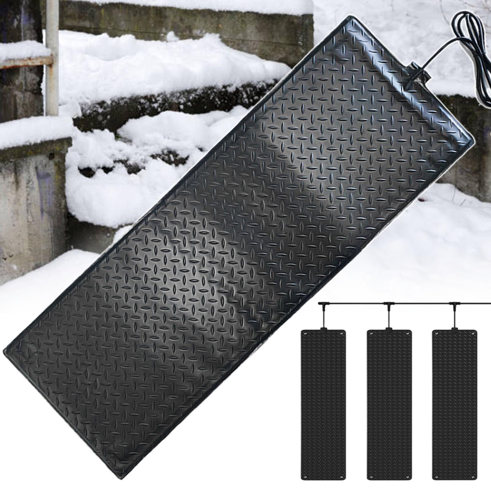 Tapis Chauffant Électrique pour Fonte De Neige, Chauffage Maximal De 45 °C Tapis Chauffant Double Face Antidérapant, Utilisable Jusqu'À -30 °C, pour Escaliers, Allées 25.4cm*76.2cm