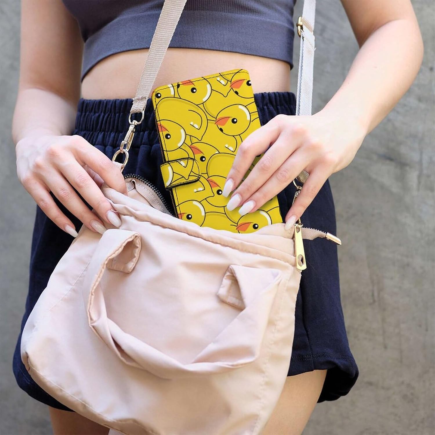 Funny Rubber Duck Art Portable Leather Multifunctional Wallet