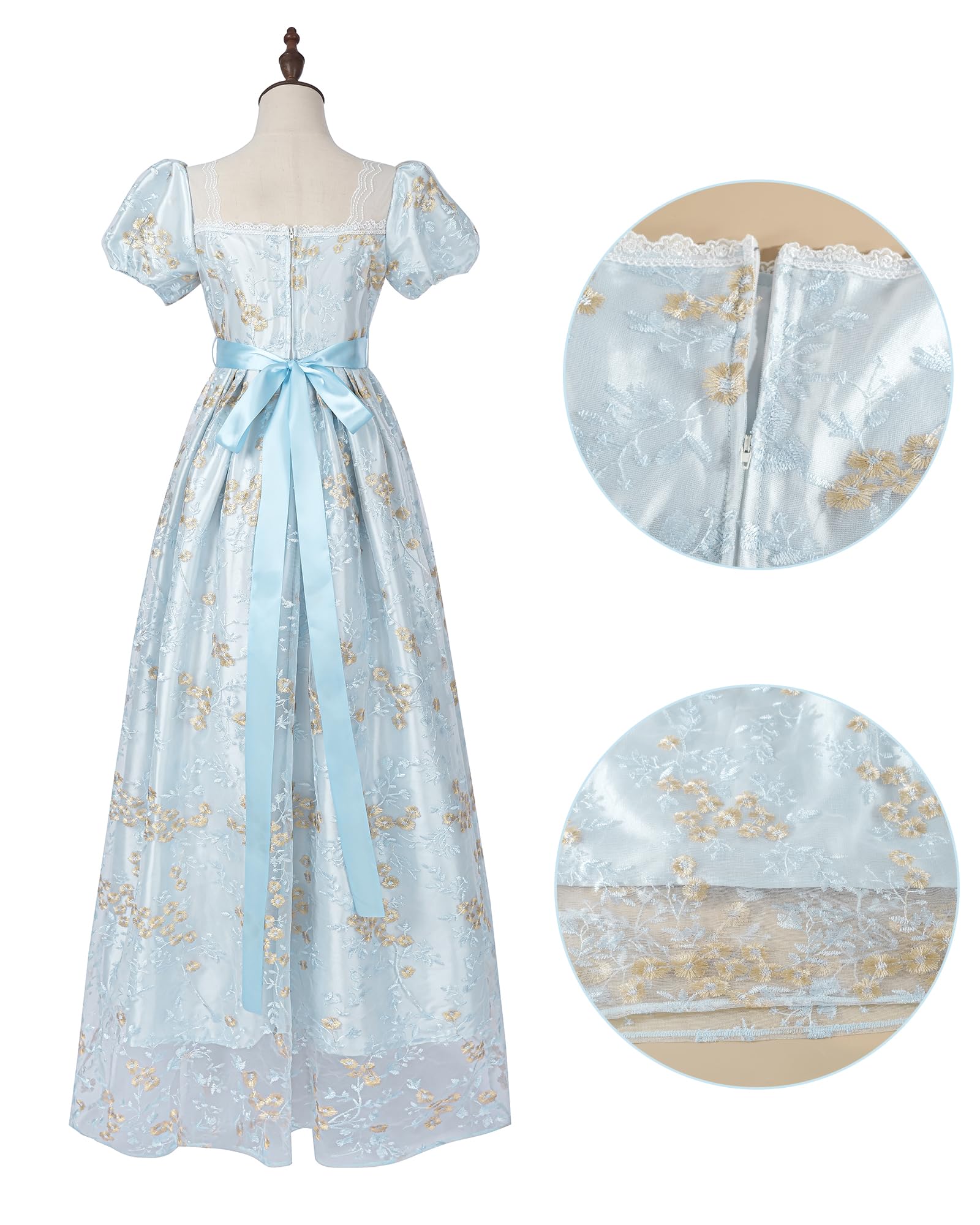Vestido de mujer Regency Jane Austen largo vintage vestido victoriano de baile con guantes vestido de cintura imperio