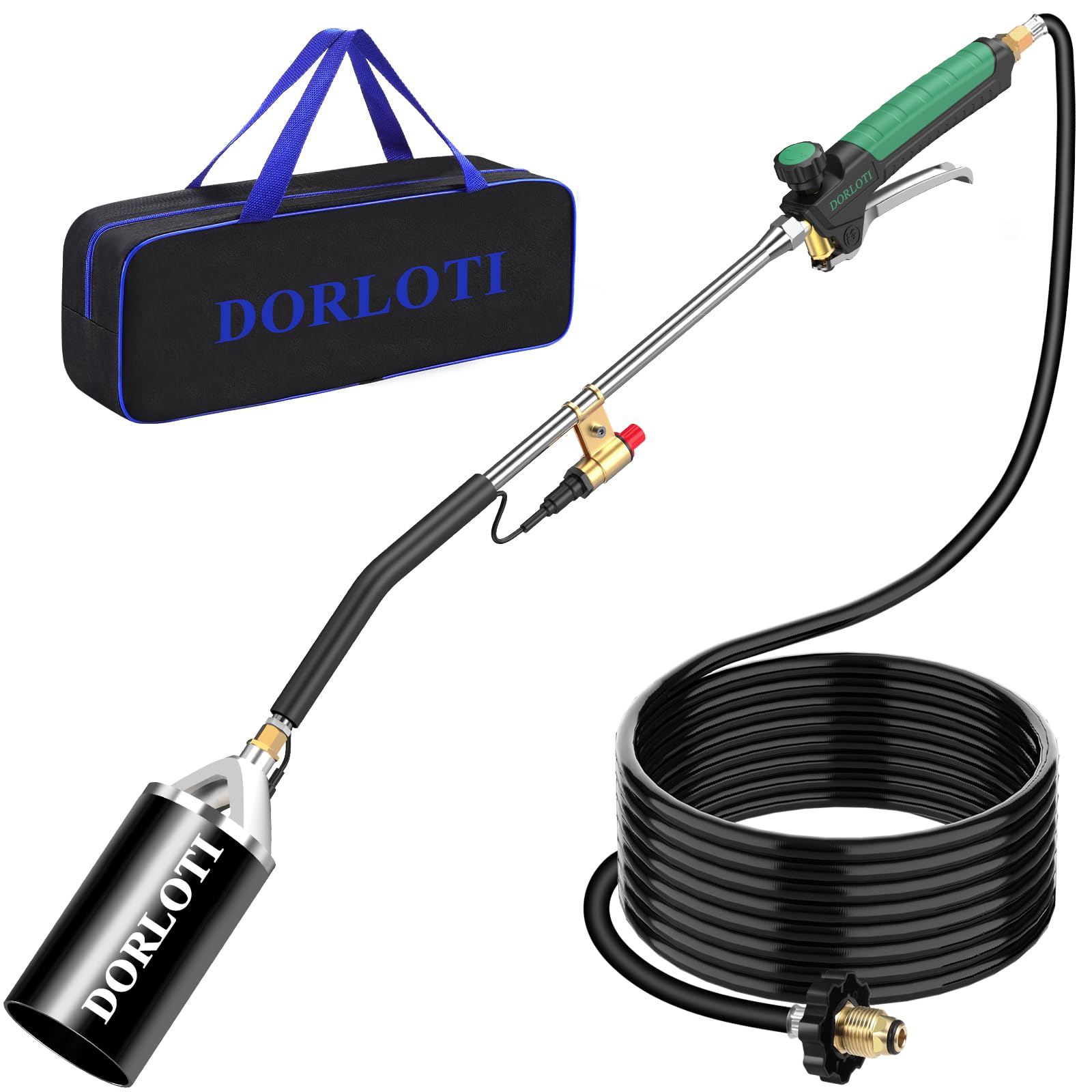 Kit de brûleur de mauvaises herbes au propane avec tuyau de 3 m, auto-allumage pour désherbage, asphalte, fonte de neige, marquage routier, barbecue