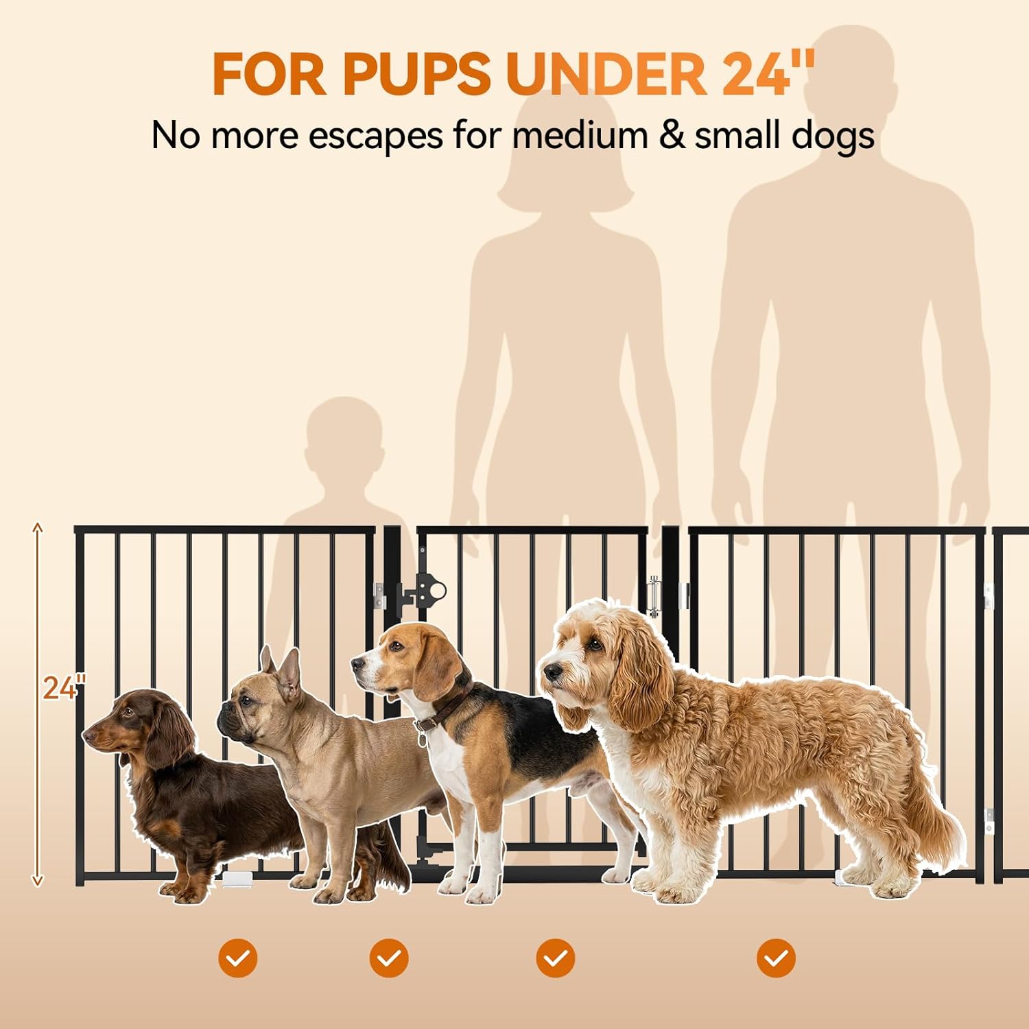BFNN Metal Free Standing Dog Gate, 60" Extra Wide Foldable Pet Gate with Walk-Thru Door, Double-Locking Puppy Fence for Doorways, Stairs, Hallways, No Drill Heavy Duty Barrier for Dogs