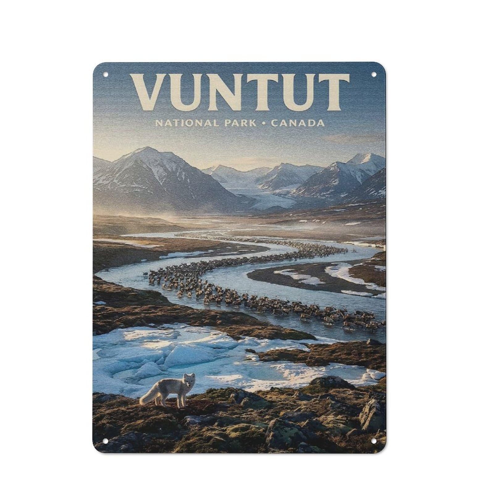Junmoney Style-7 Vuntut National Park, Canada Landscape Tin Sign 40X30cm, Creative Studio Wall Plaque For Hobby Room, Office, Lounge Or Living Room