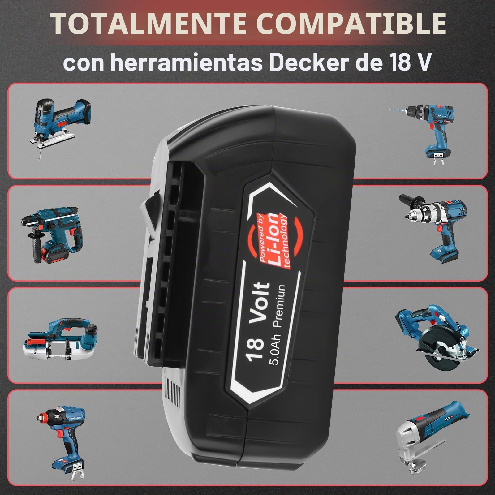 2 Piezas Exemoro 18V 5,0Ah Li-Ion batería de Repuesto batería para Herramientas para Bosch BAT610G batería 18V batería Compatible BAT609G BAT618G BAT619G BAT622 BAT612