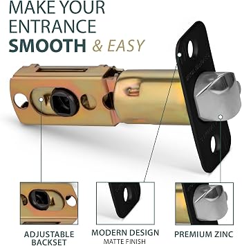Mega Handles Entry Round Latch Matte Black - Half Moon Spindle, Adjustable