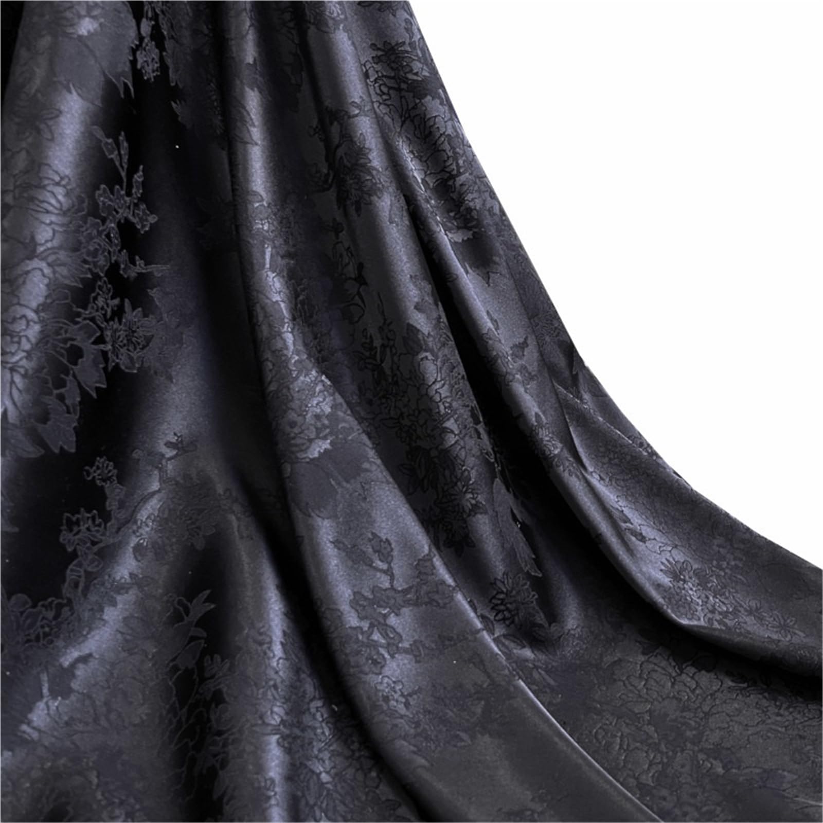 Silky Satin Fabric Jacquard Satin Black Fabric Suitable for Dress Making Sold By Yard(108 inchx59 inch)