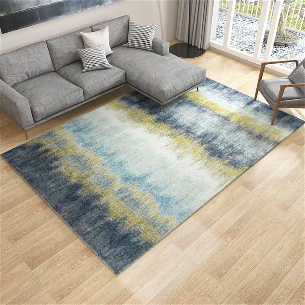 Tapis de balcon extérieur abrité bleu azur motif flou pour restaurant et terrasse