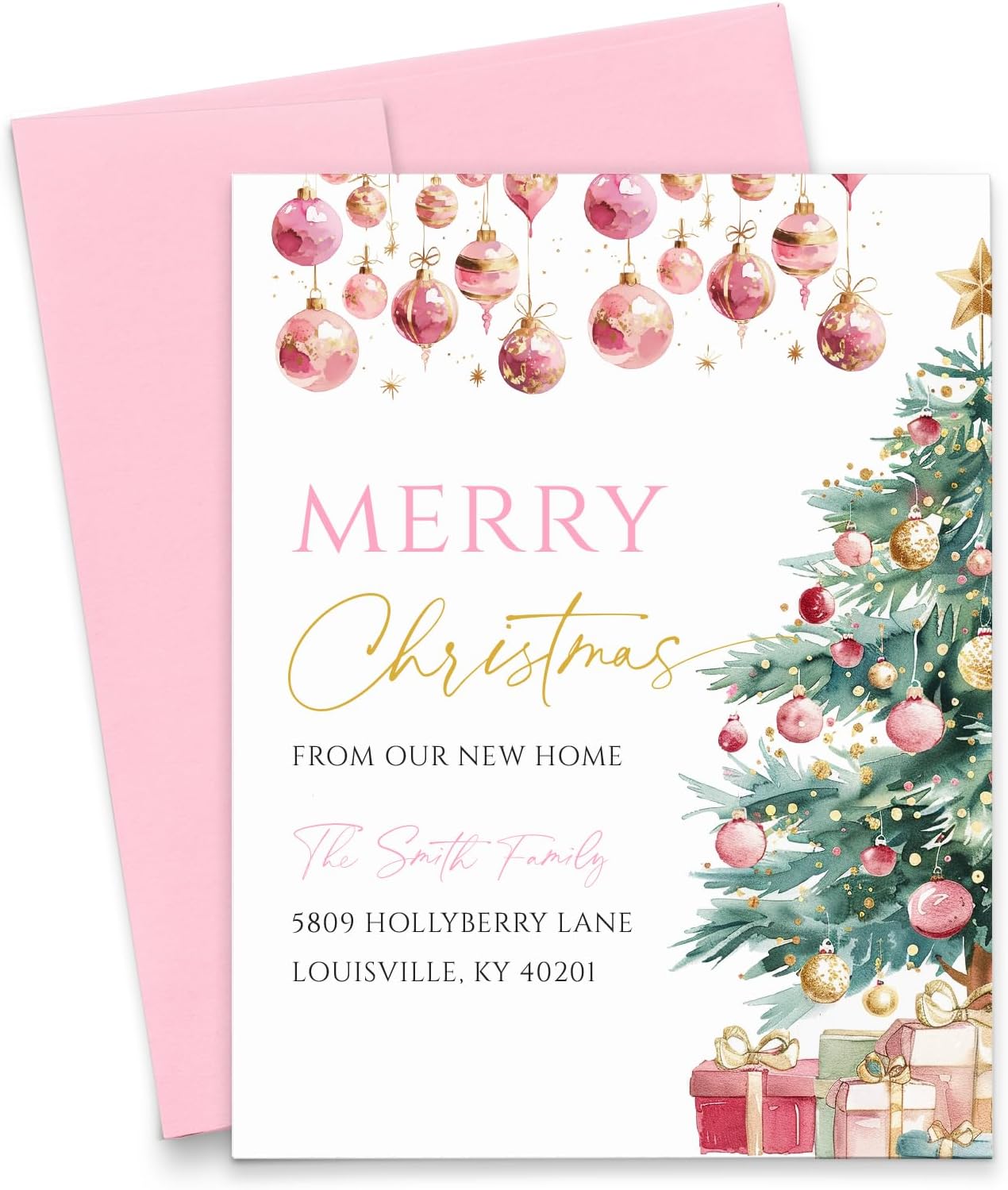 Personalized Change of Address Holiday Cards For New Home, Custom We Are Moving Christmas Card With Wreath, We Moved New Address Announcements With Envelopes, Your Choice of Colors And Quantity