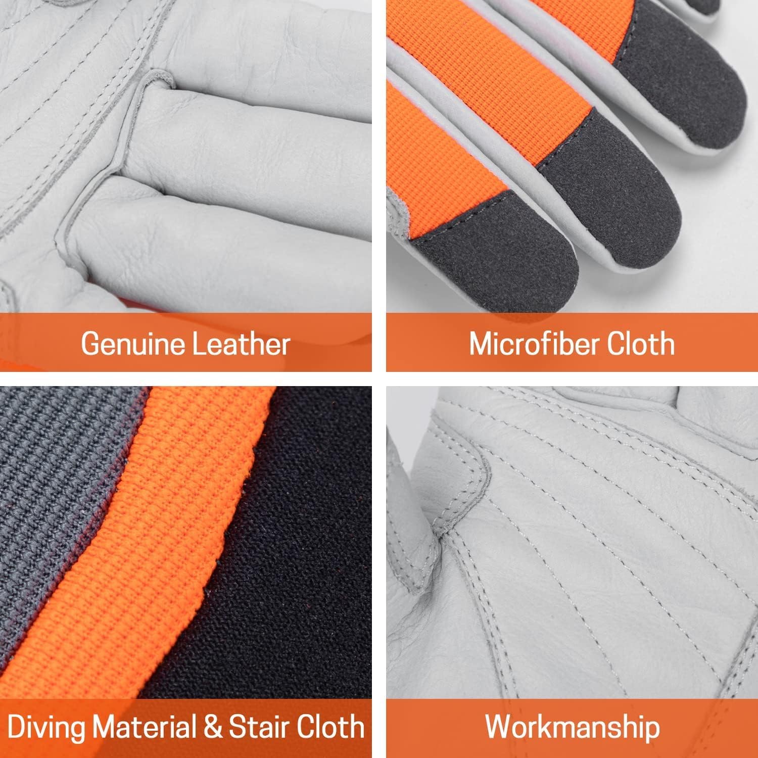 Chainsaw Gloves - Anti-Cut Leather with 12-Layer Chainsaw Protection on Back of Left Hand Only, Classic