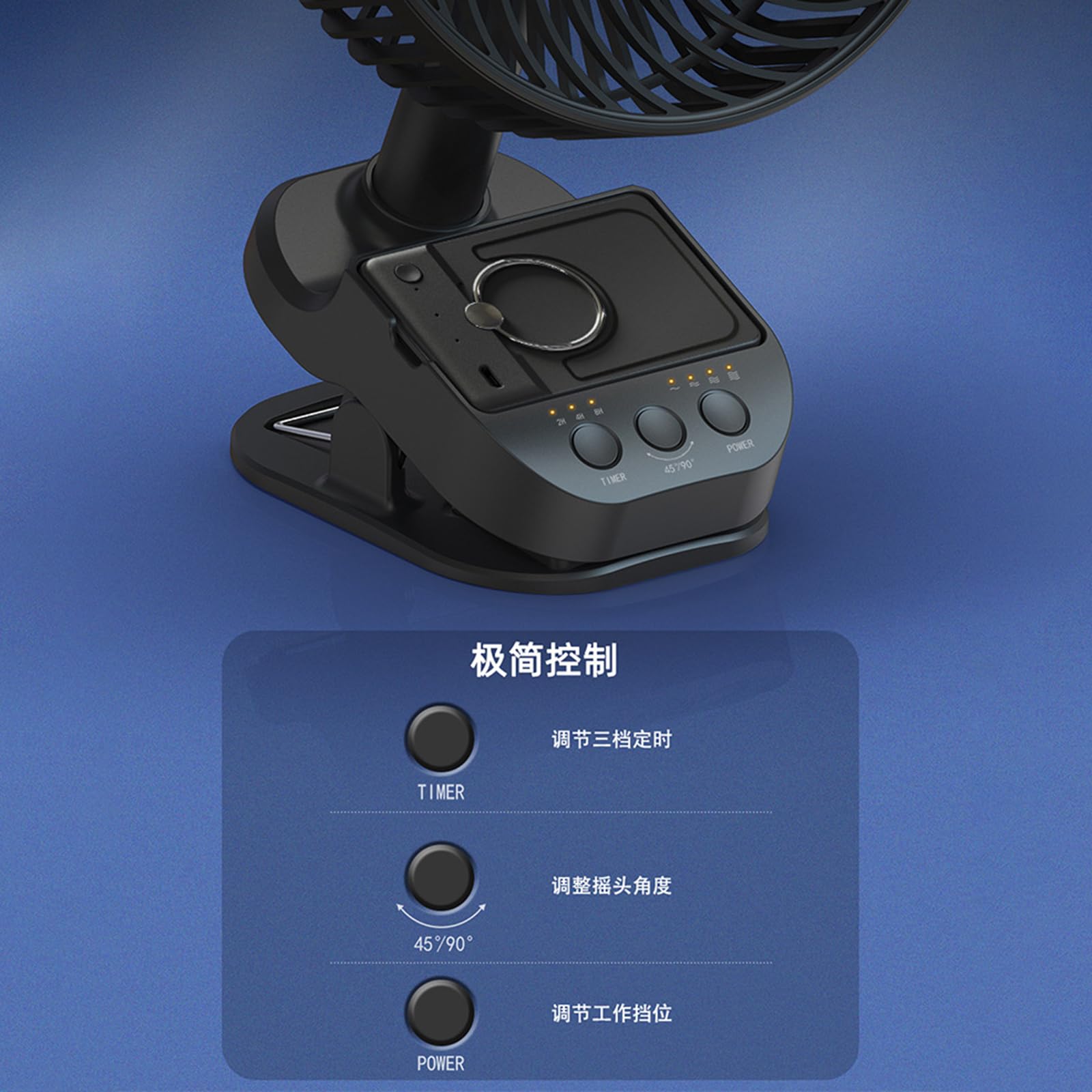 Ventilador de escritorio con clip para exteriores, ventilador de escritorio, refrigeración por aire, ajuste de 5 velocidades, perfecto para dormitorio o mesa silenciosa al aire libre