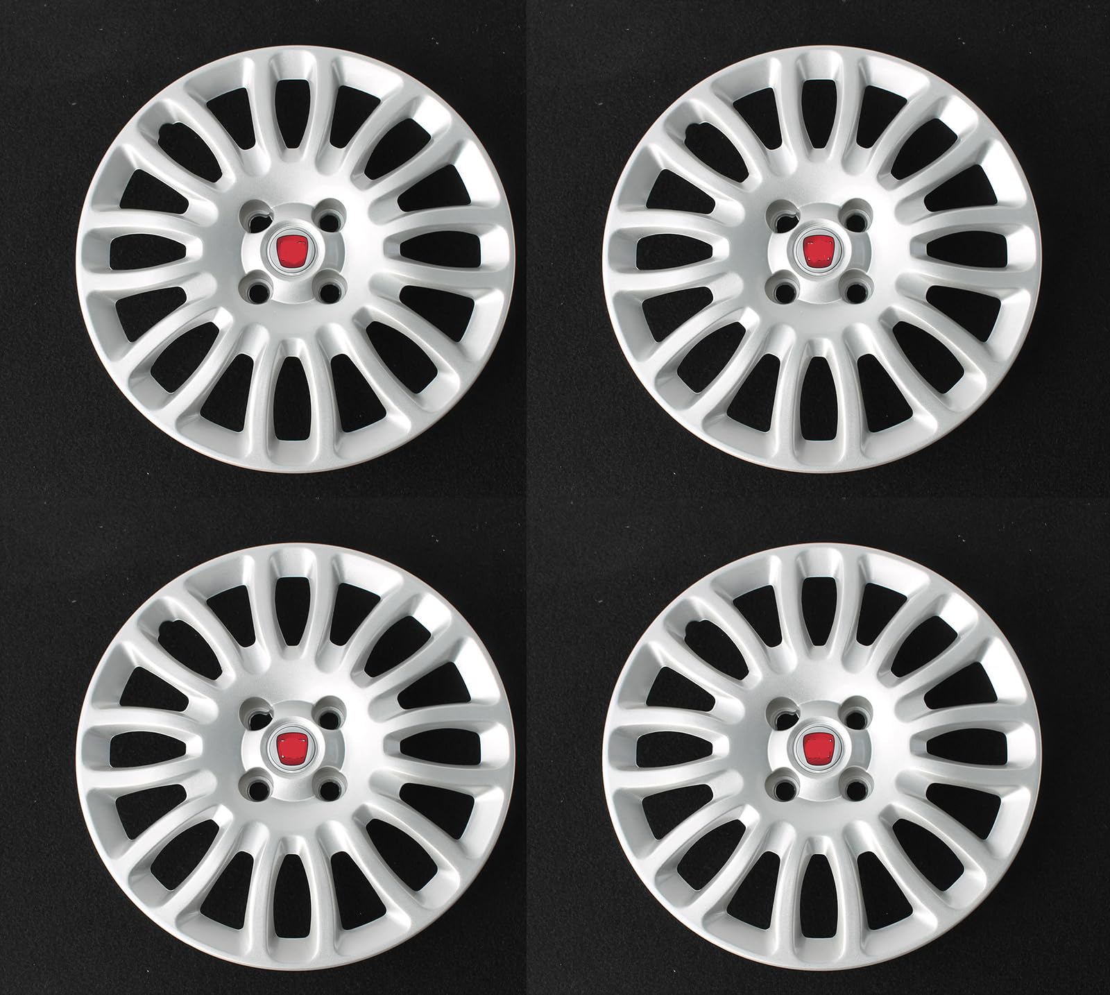 SERIE 4 COPRICERCHI COPPE RUOTA DIAMETRO 15" COMPATIBILI NON ORIGINALI Specifiche per Grande Punto prodotte dal 2008 in poi - 741/15 + 21211