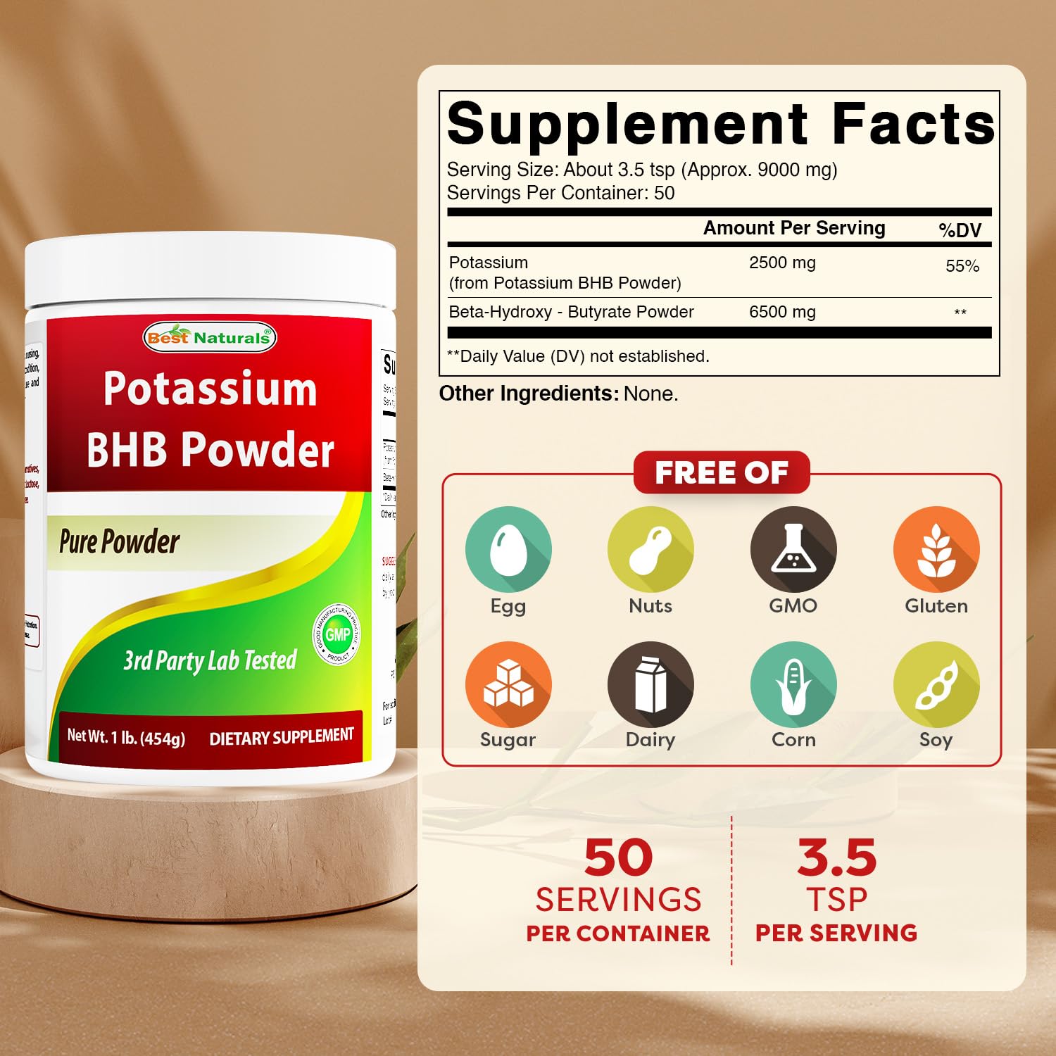 Best Naturals Potassium BHB Powder 1 Lb — Amazon image 2