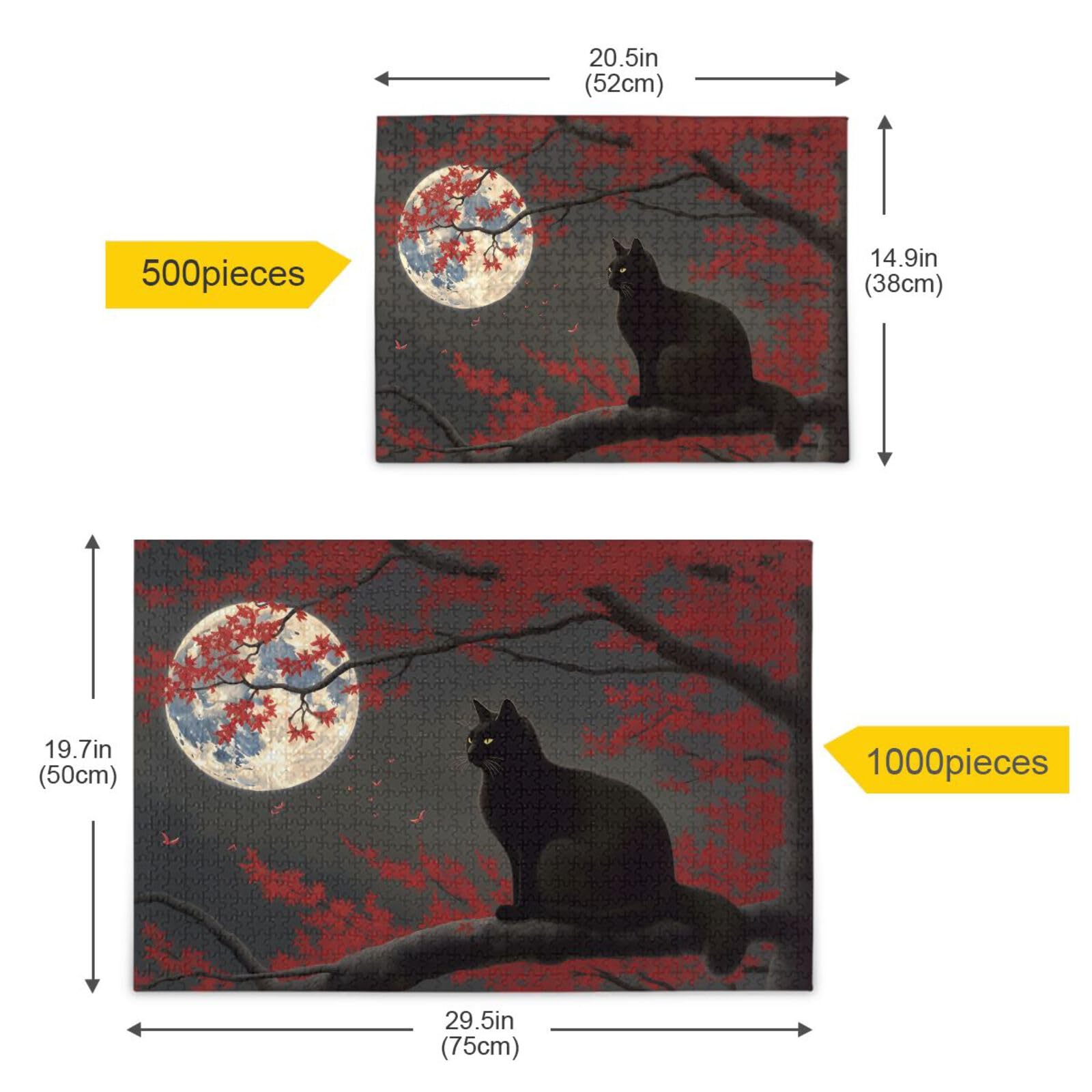 Amazon.com: XYMZR Jigsaw Puzzle 500 Piece, Black Cat Sit in Branch