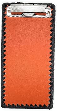 Orange Leather Coated Clipboard - Bill Credit Card Receipts Memo Holder Pad - For Restaurants, Stores, Office - 4.3" X 8.2"