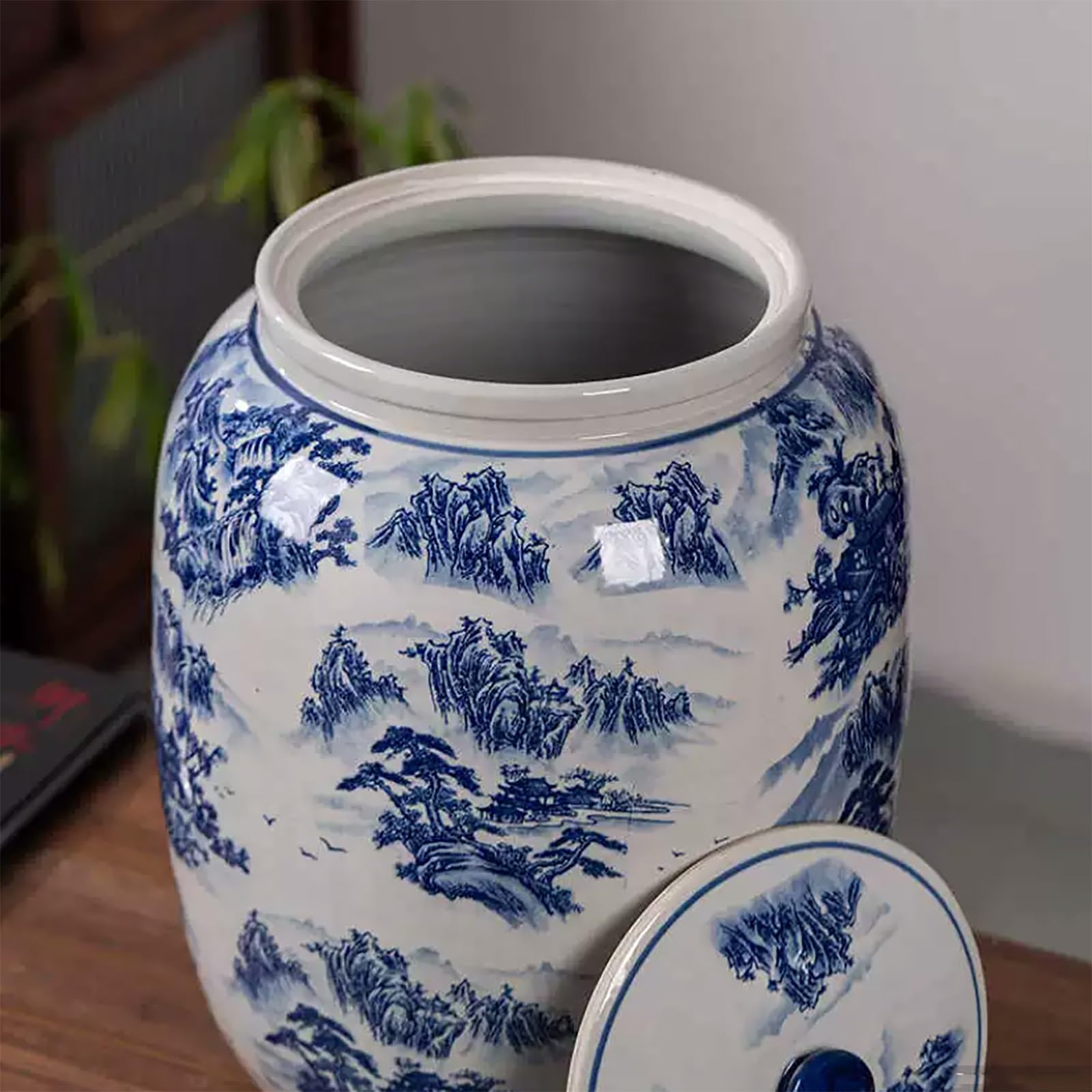 Vaso in Ceramica per Riso Contenitore di Conservazione in Ceramica per Riso e Cereali Dispenser di Riso Ermetico Grande Contenitore per Conservazione di Riso, Dispenser Alimentare di Grande Capacità