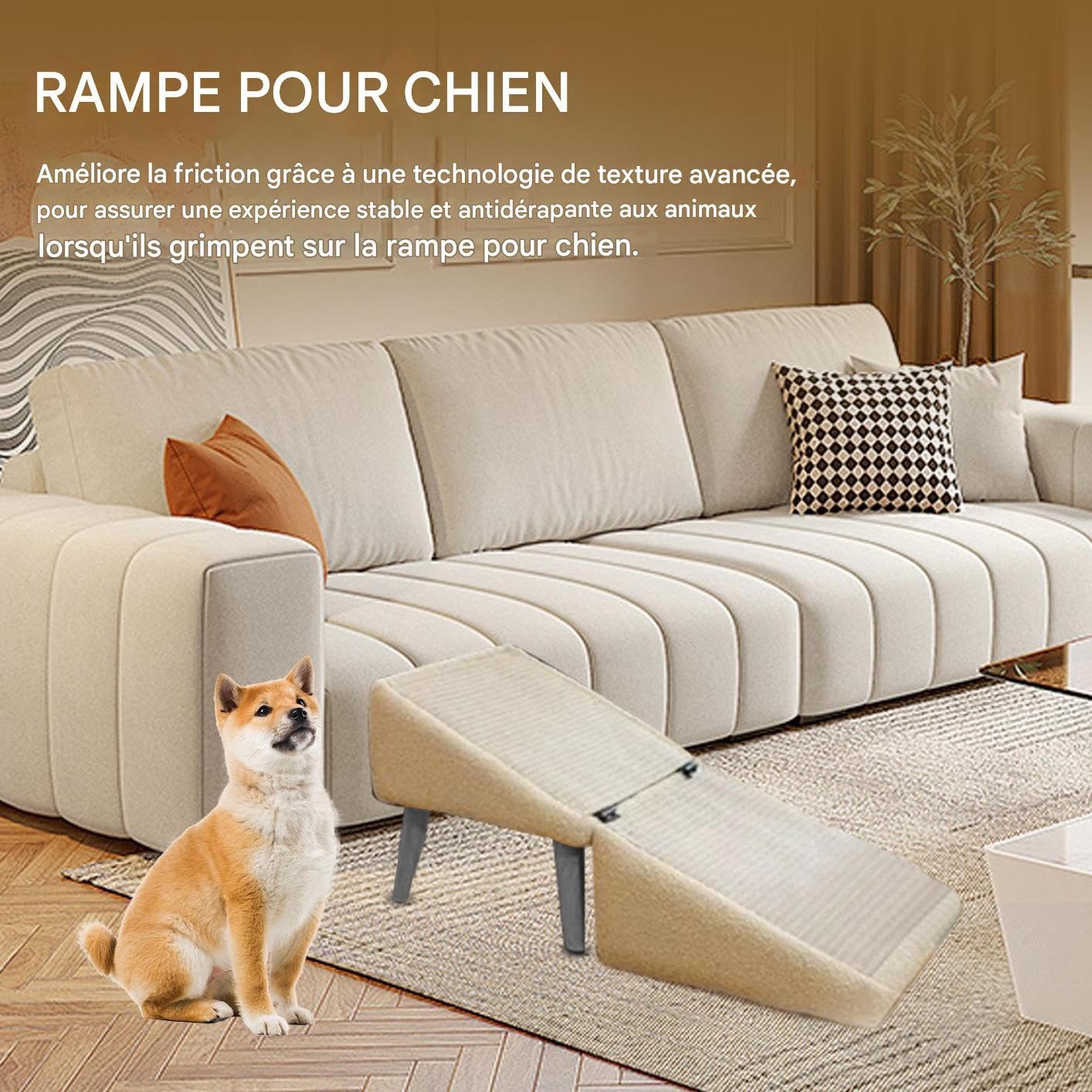 Rampe Pliable pour Chien - Escalier pour Canapé, Marchepied Anti-Dérapant pour Véhicule