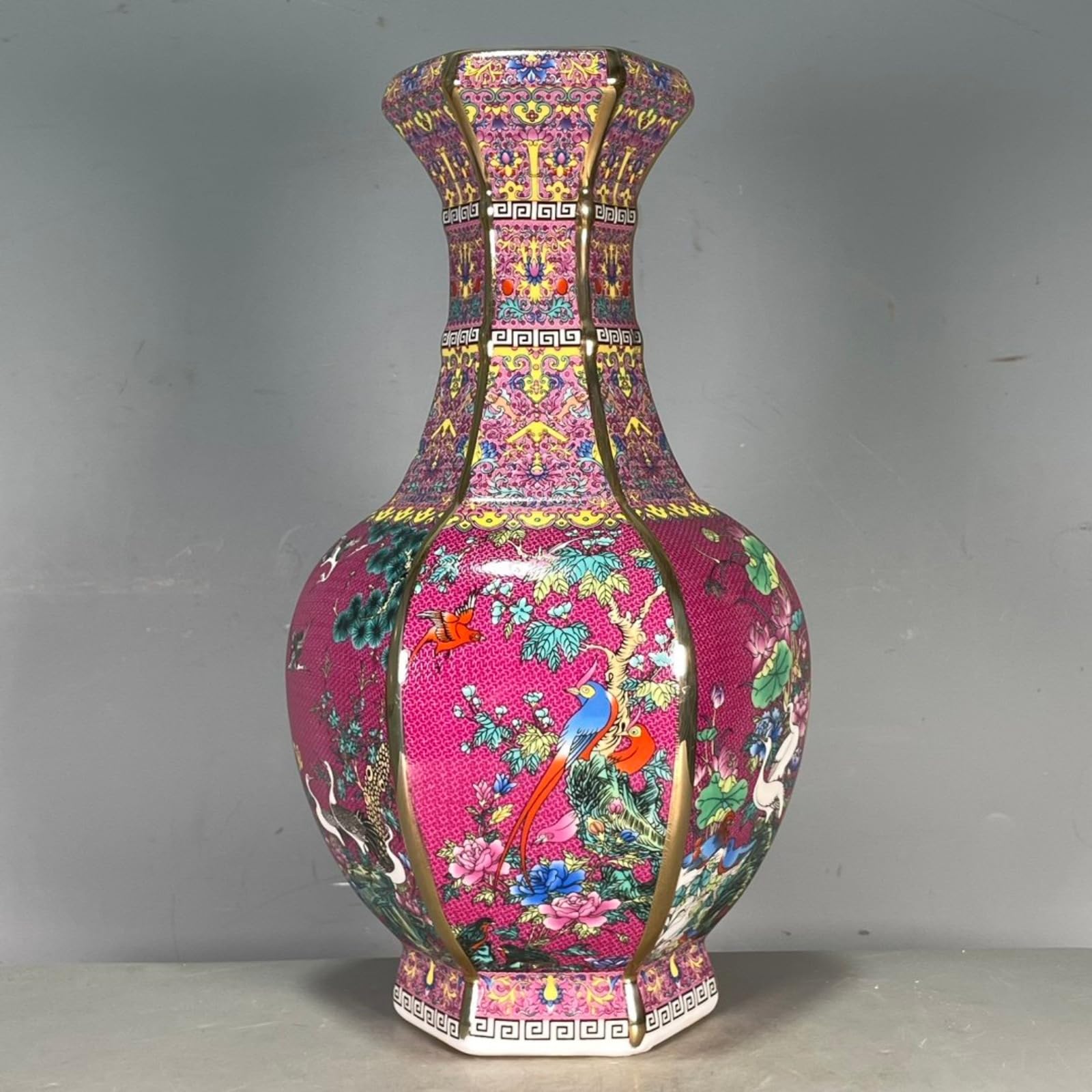 Vase antique en porcelaine émaillée style chinois d'une finesse rare 26 cm