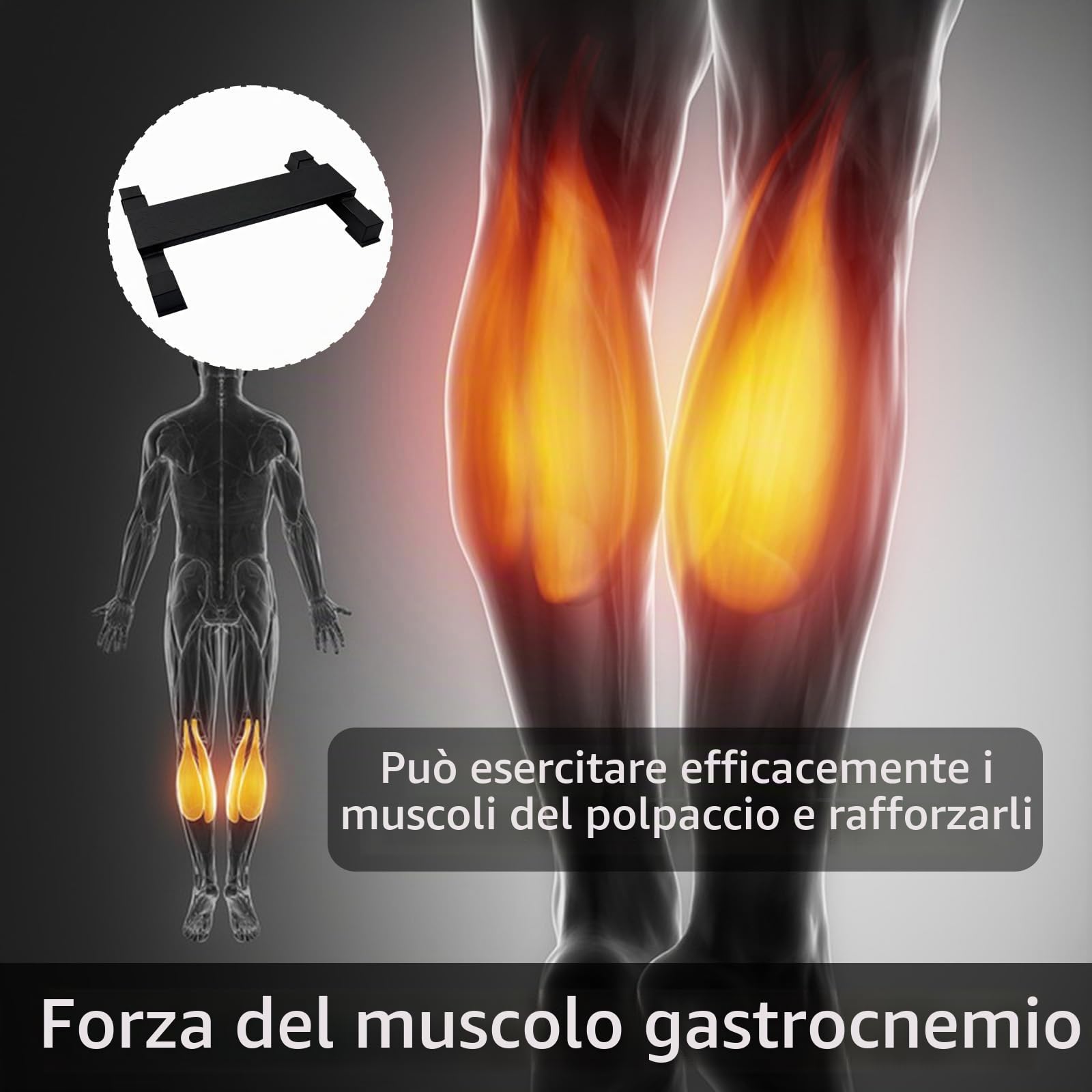 Barra di sollevamento per polpacci, macchina per sollevamento polpacci, in acciaio, antiscivolo, massiccia, per sollevamento polpacci, squat, allungamento dei piedi e esercizi di dip