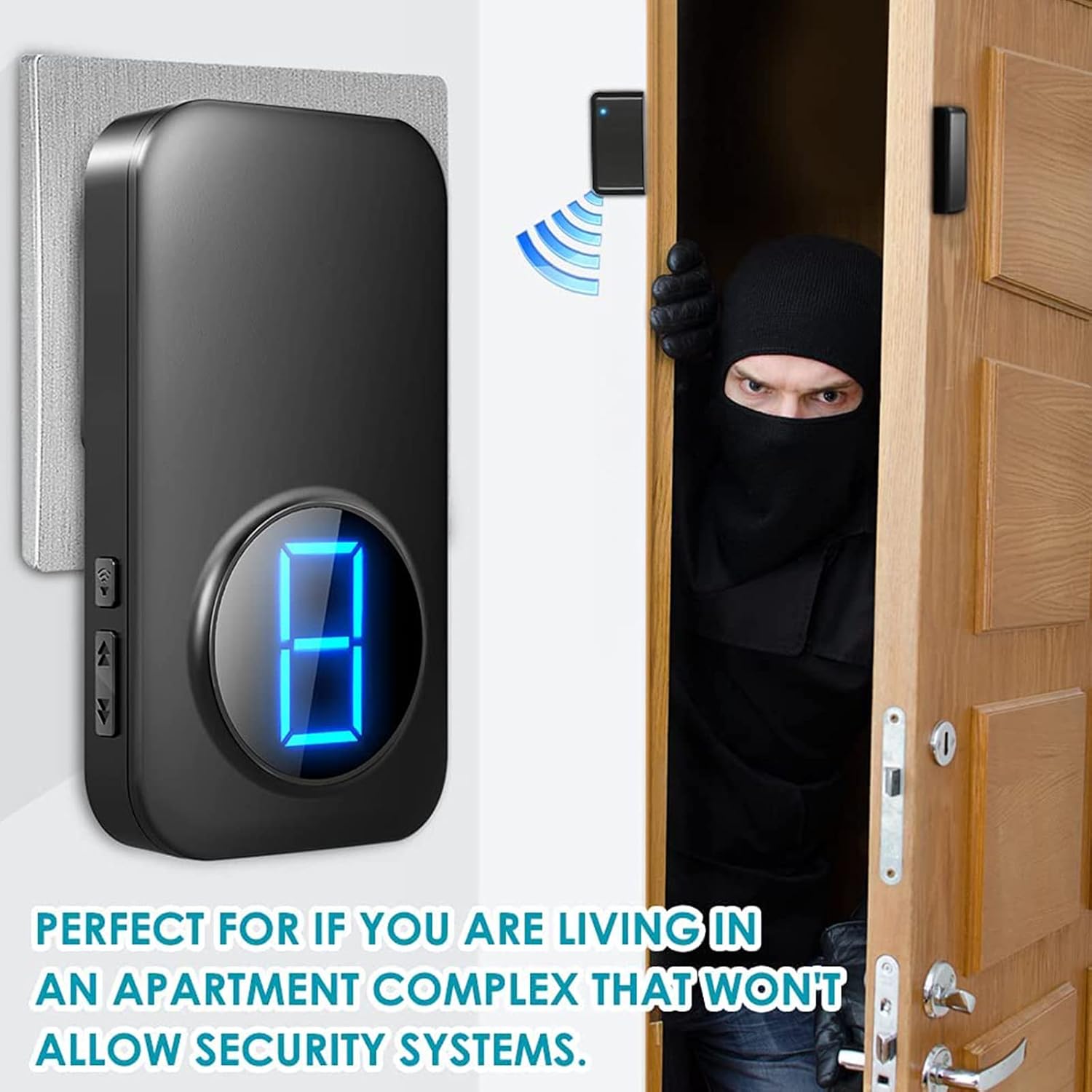 Door Chime, BISTEE Wireless Door Sensor Alarm with 600ft Range 58 Chimes 5 Volume Level LED Indicators Door Chime for Business/Store/Home/Office When Entering