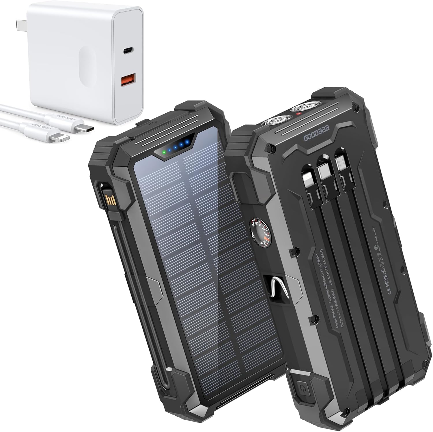 GOODaaa PN-W33 Solar Charger Plus PD 20W Charger Adapter